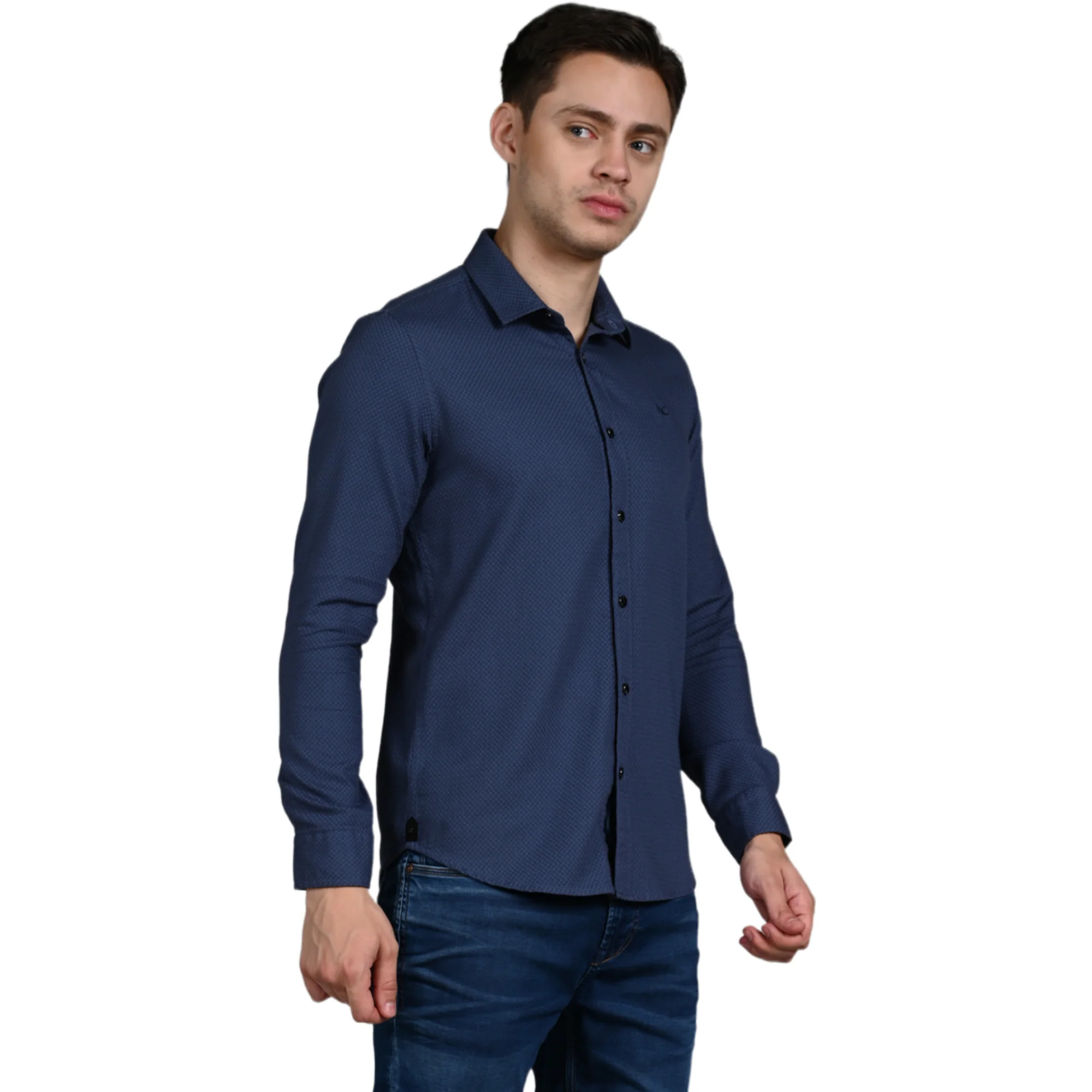 Full Sleeves Slim Fit Slate Grey Heavy Dobby Solid Shirt - Image 6
