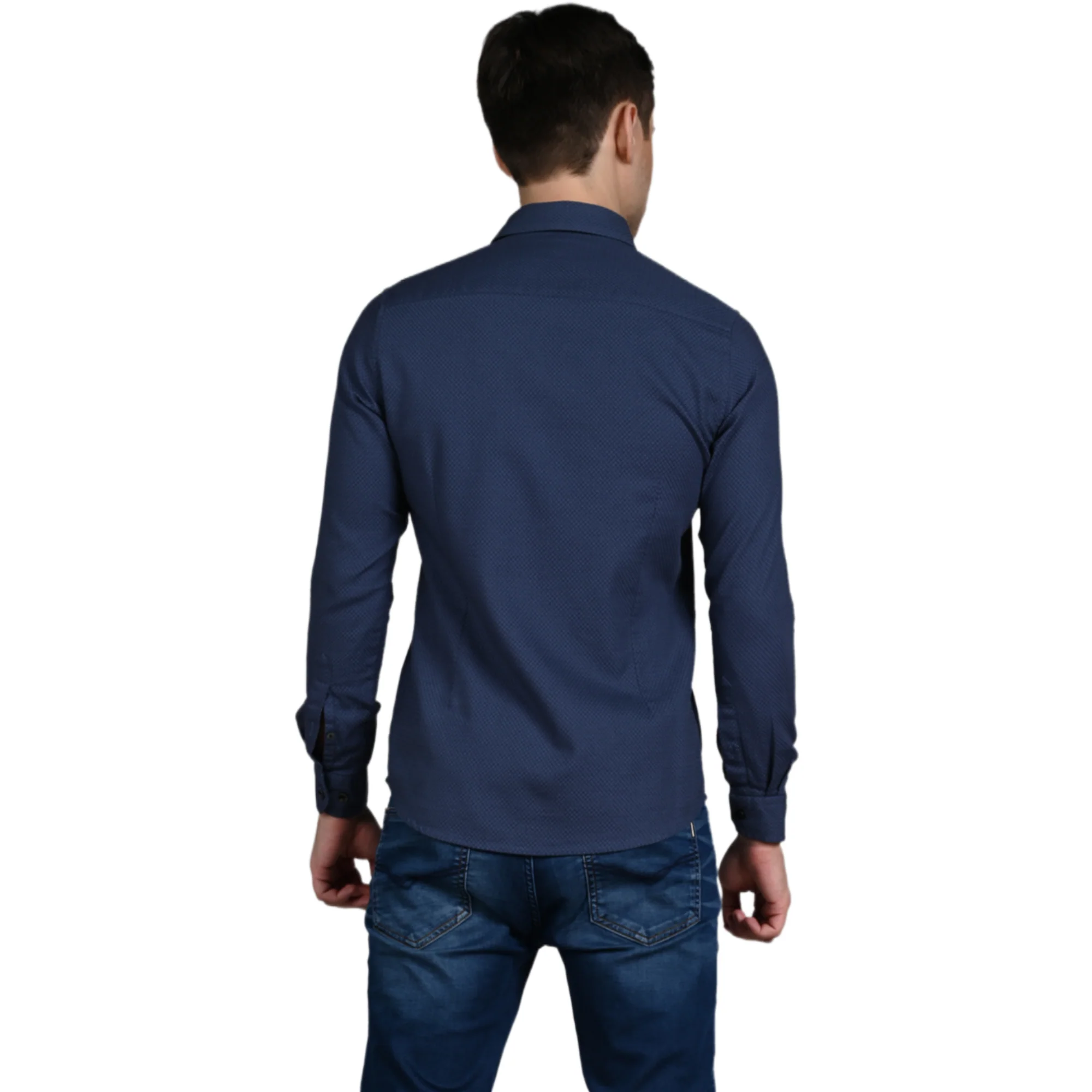 Full Sleeves Slim Fit Slate Grey Heavy Dobby Solid Shirt - Image 7