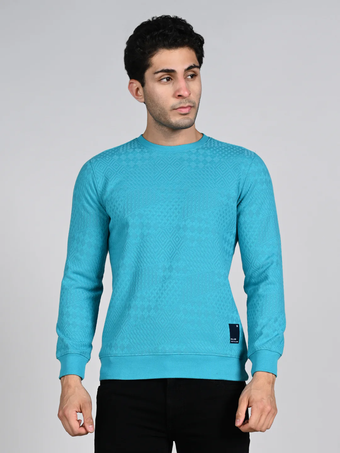 Killer Men Turquoise Blue Sweat Shirts - Image 4