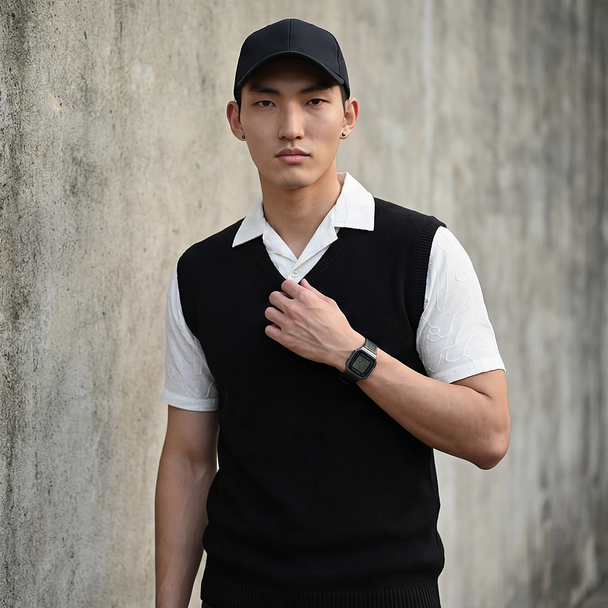 Killer Men V Neck Sleeveless Black Sweaters - Image 2