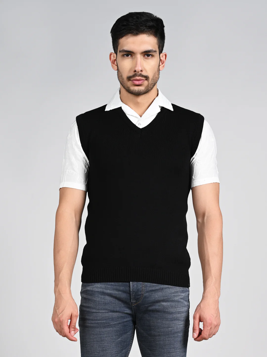 Killer Men V Neck Sleeveless Black Sweaters - Image 4