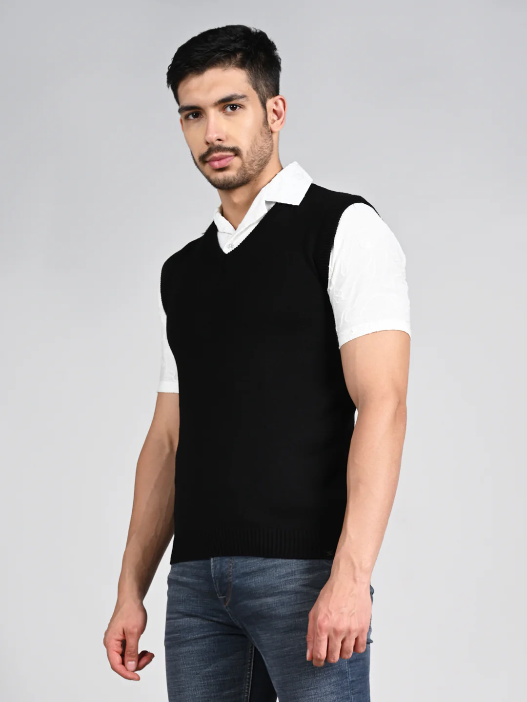 Killer Men V Neck Sleeveless Black Sweaters - Image 5
