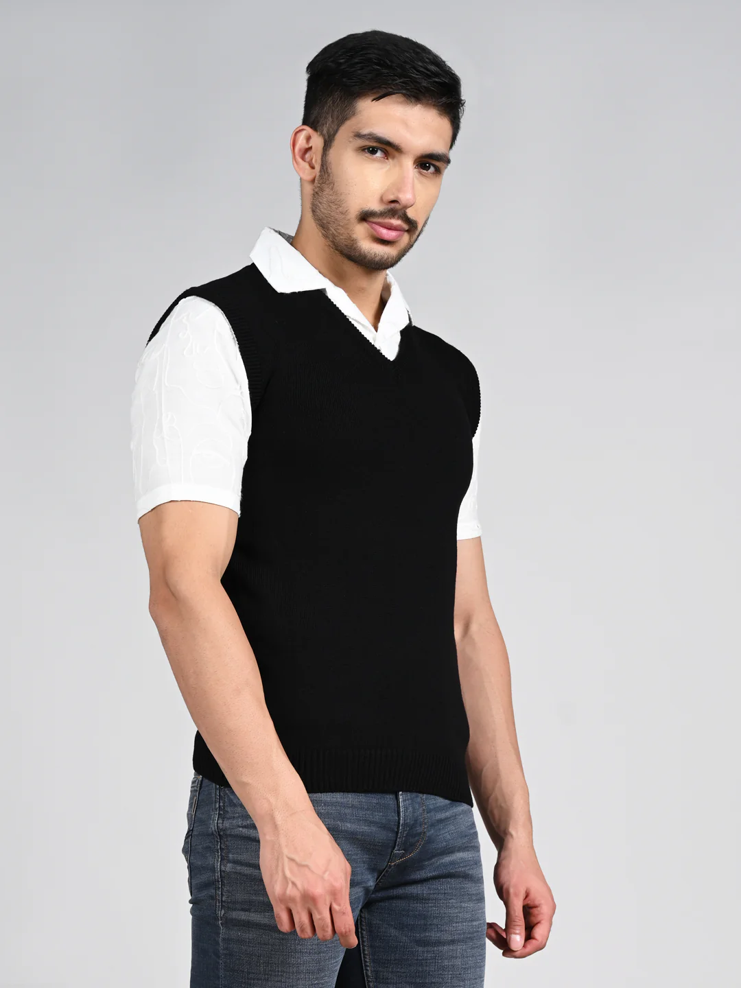 Killer Men V Neck Sleeveless Black Sweaters - Image 6