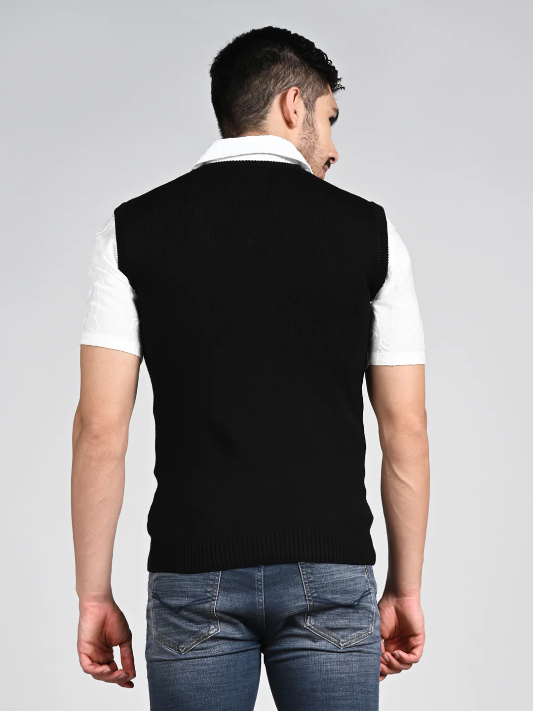 Killer Men V Neck Sleeveless Black Sweaters - Image 7