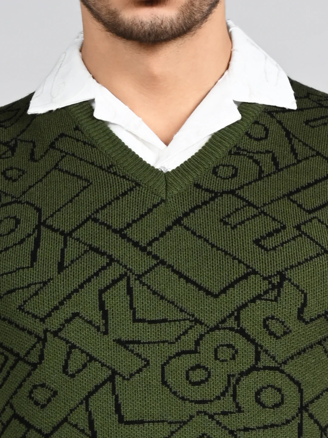 Killer Men V Neck Sleeveless Dark Olive Sweaters - Image 8