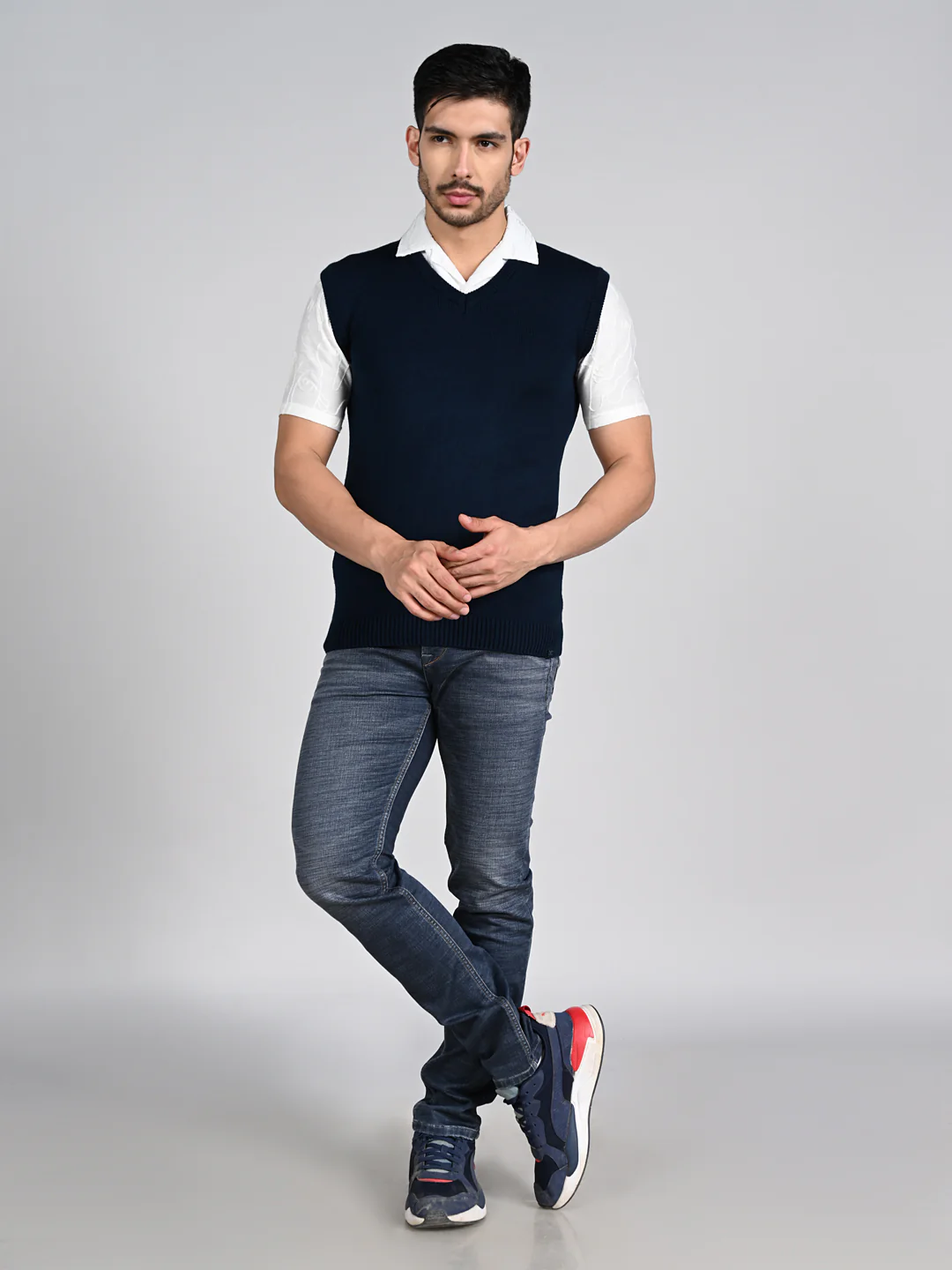 Killer Men V Neck Sleeveless Navy Sweaters - Image 3