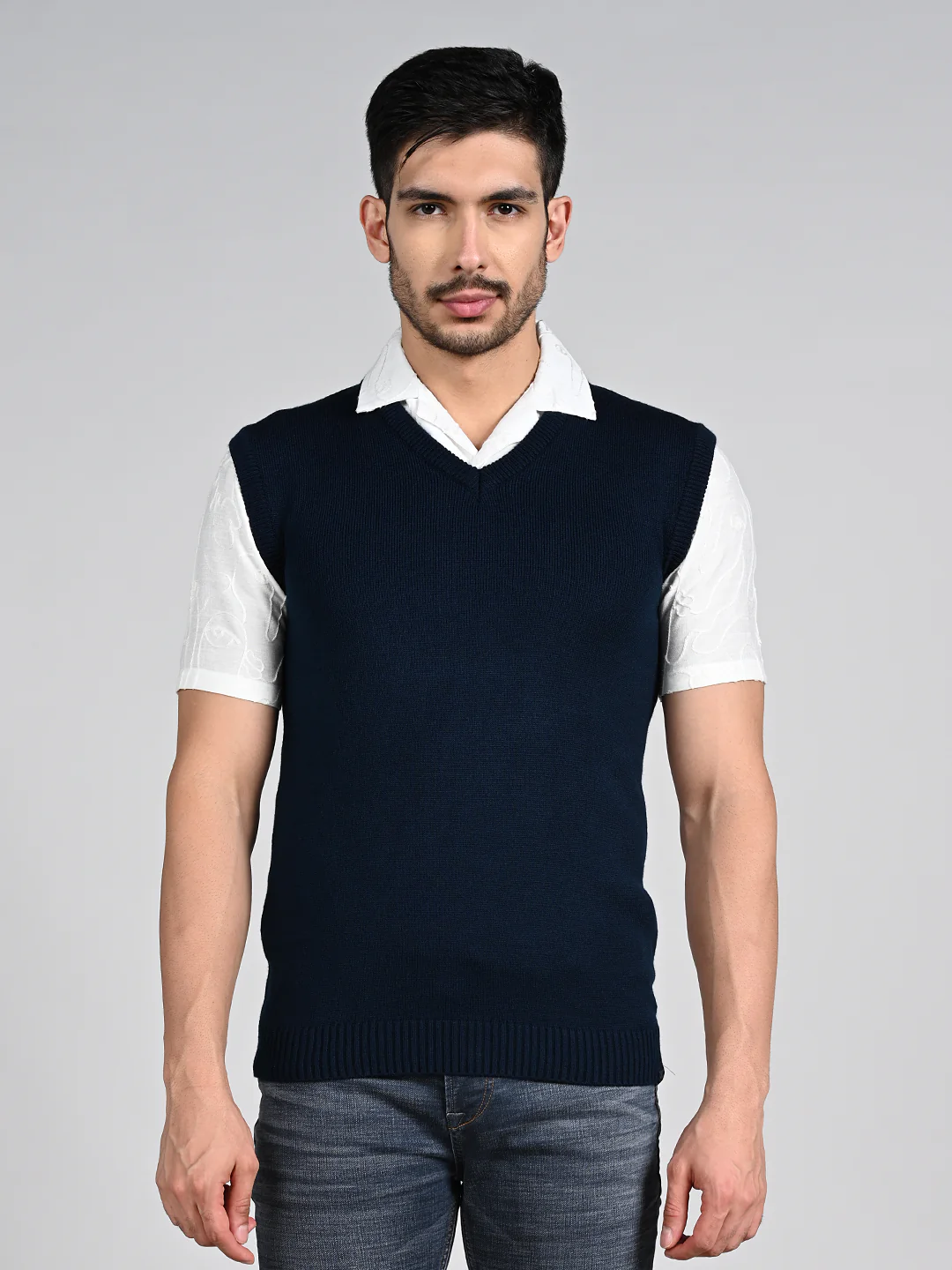 Killer Men V Neck Sleeveless Navy Sweaters - Image 4