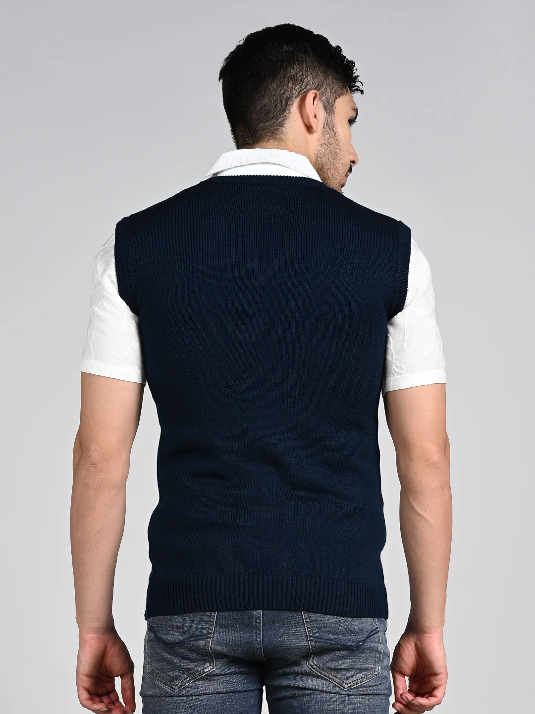Killer Men V Neck Sleeveless Navy Sweaters - Image 7