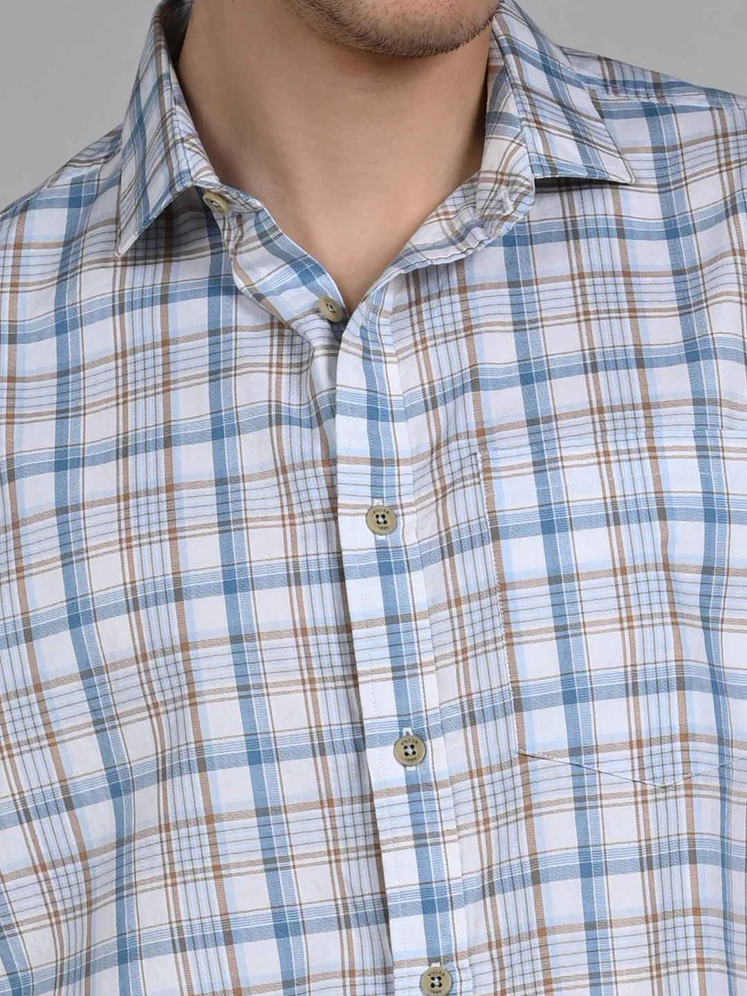 Full Sleeves Slim Fit White Classic Checks Shirt - Image 8