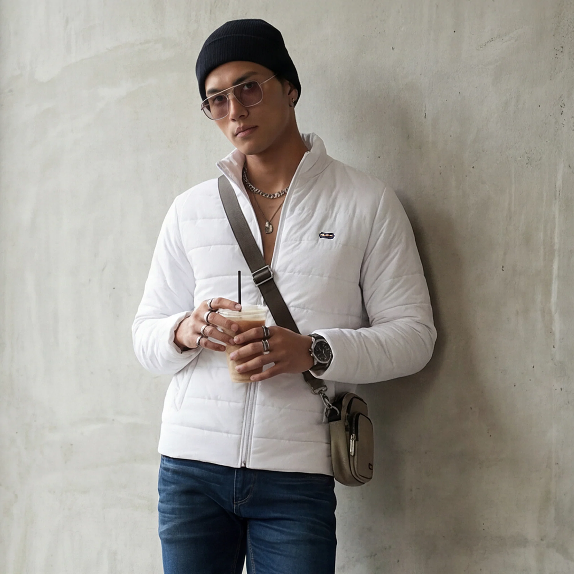 Killer Men White High Neck Jackets - Image 3
