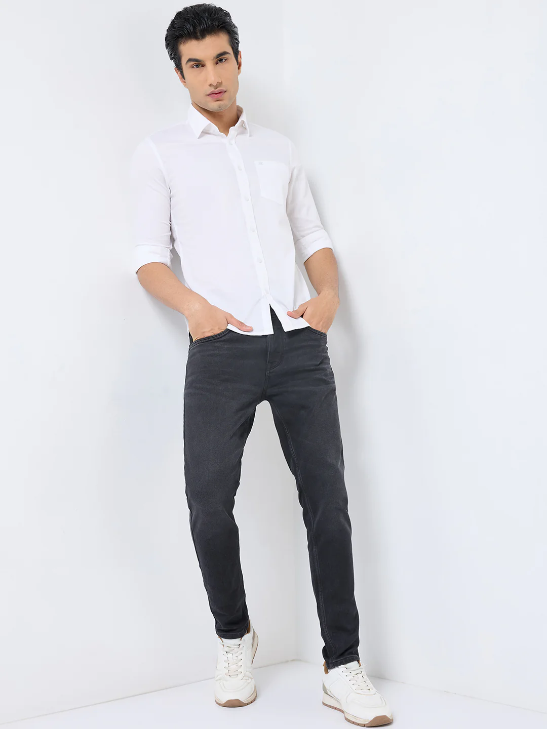 Men White Printed Slim Fit Shirt - Image 3