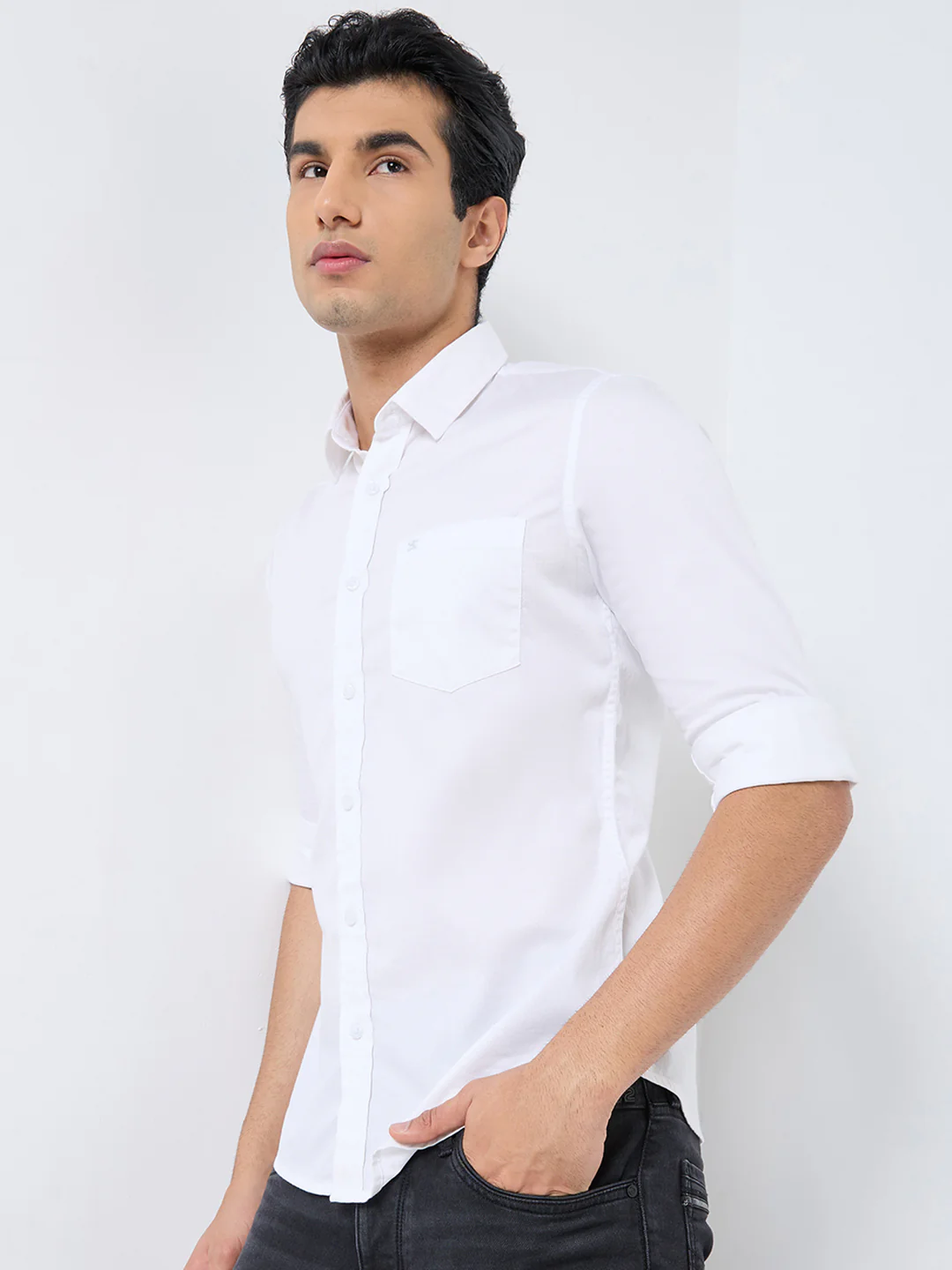Men White Printed Slim Fit Shirt - Image 6