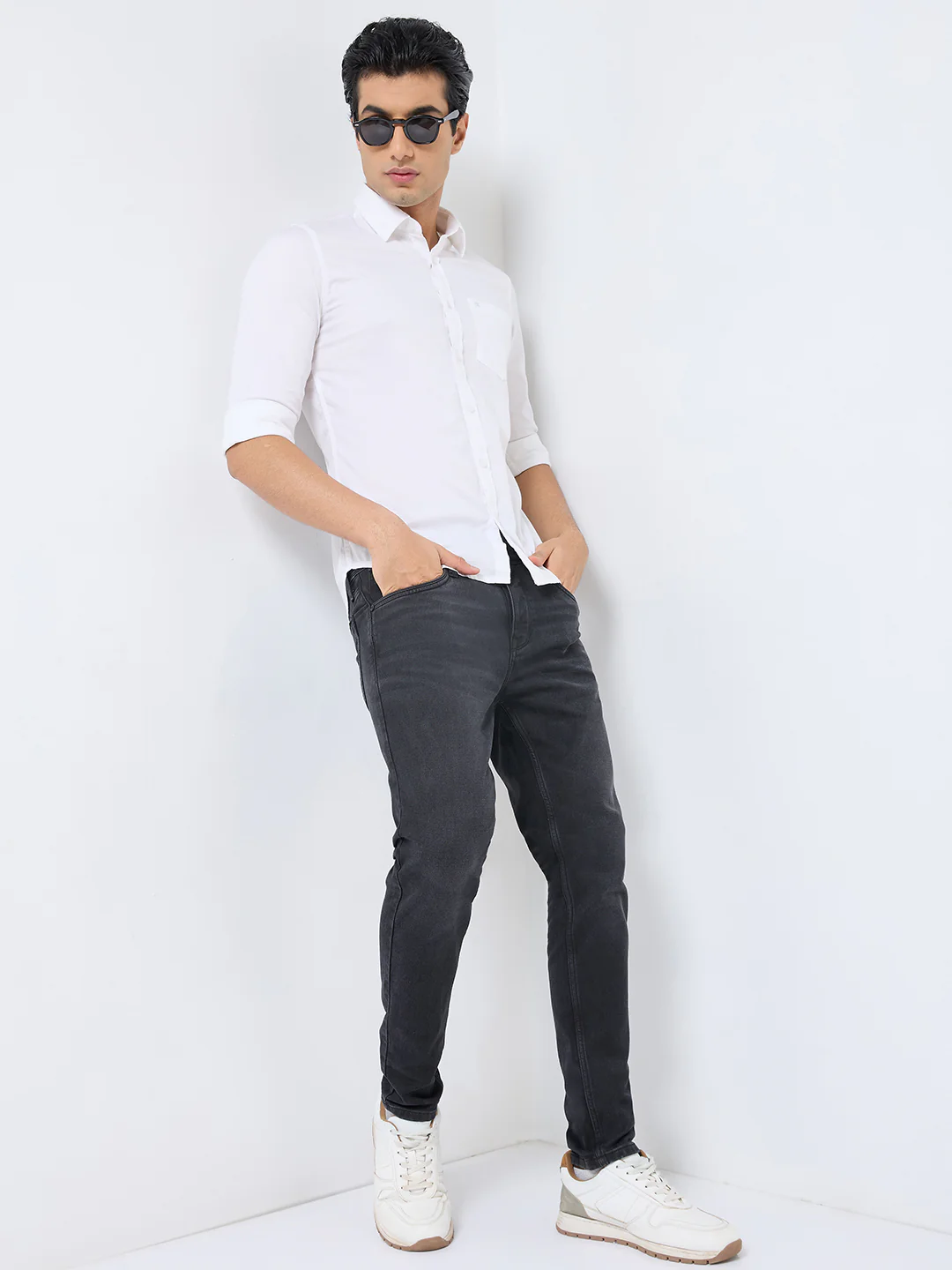 Men White Printed Slim Fit Shirt - Image 8