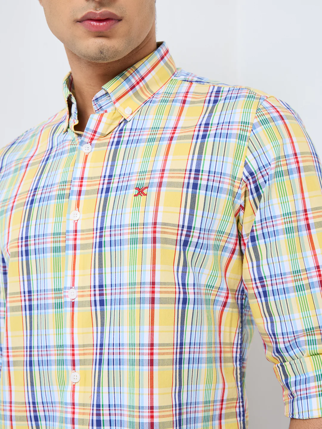 Full sleeves Slim Fit Yellow Light Weight Multi Checks Shirt - Image 6