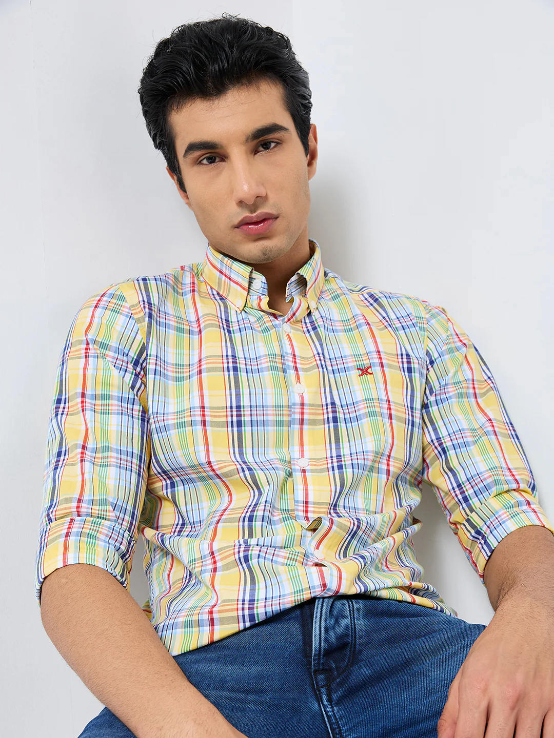 Full sleeves Slim Fit Yellow Light Weight Multi Checks Shirt - Image 7