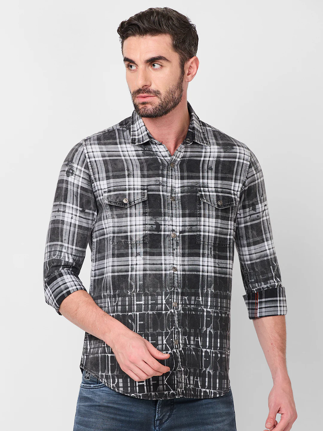 Men's Black Checks Slim Fit Shirts - Image 3