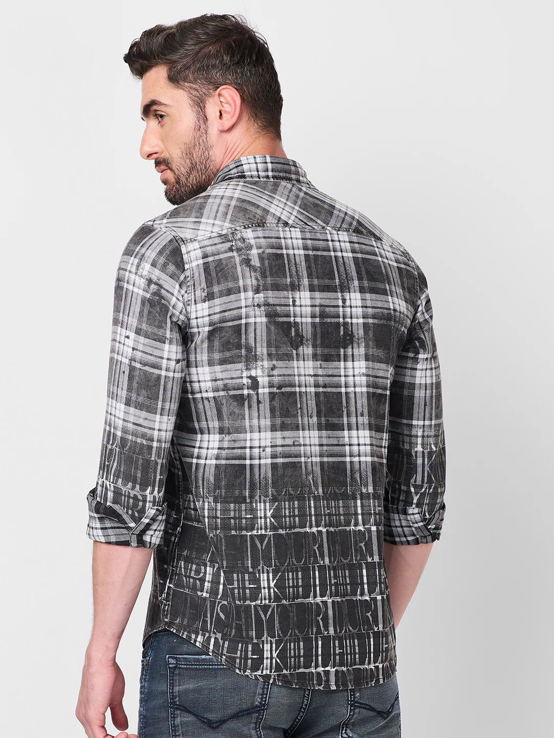 Men's Black Checks Slim Fit Shirts - Image 5