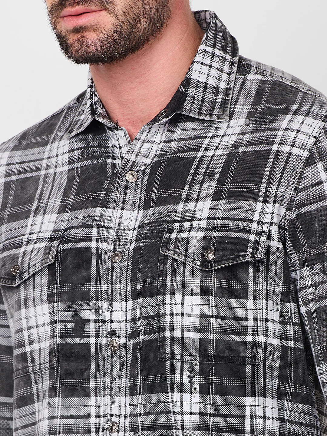 Men's Black Checks Slim Fit Shirts - Image 7