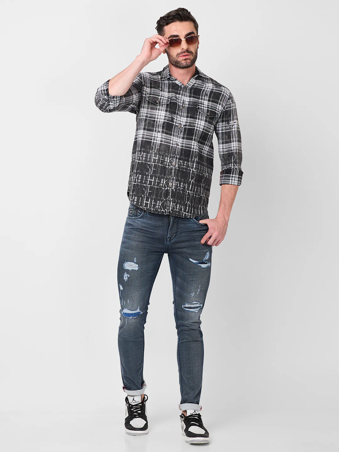 Men's Black Checks Slim Fit Shirts - Image 8