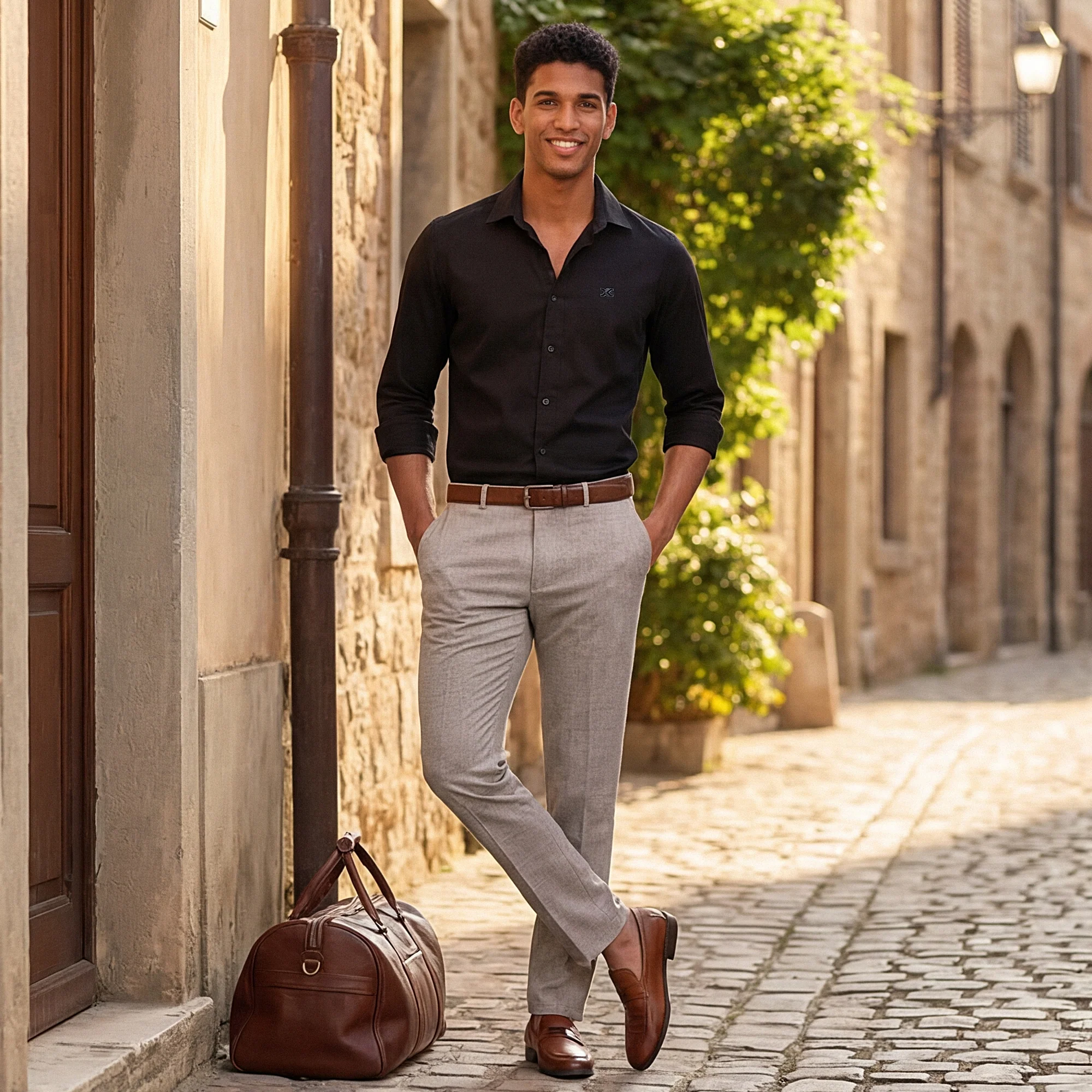 Men's Black Solid Slim Fit Shirts