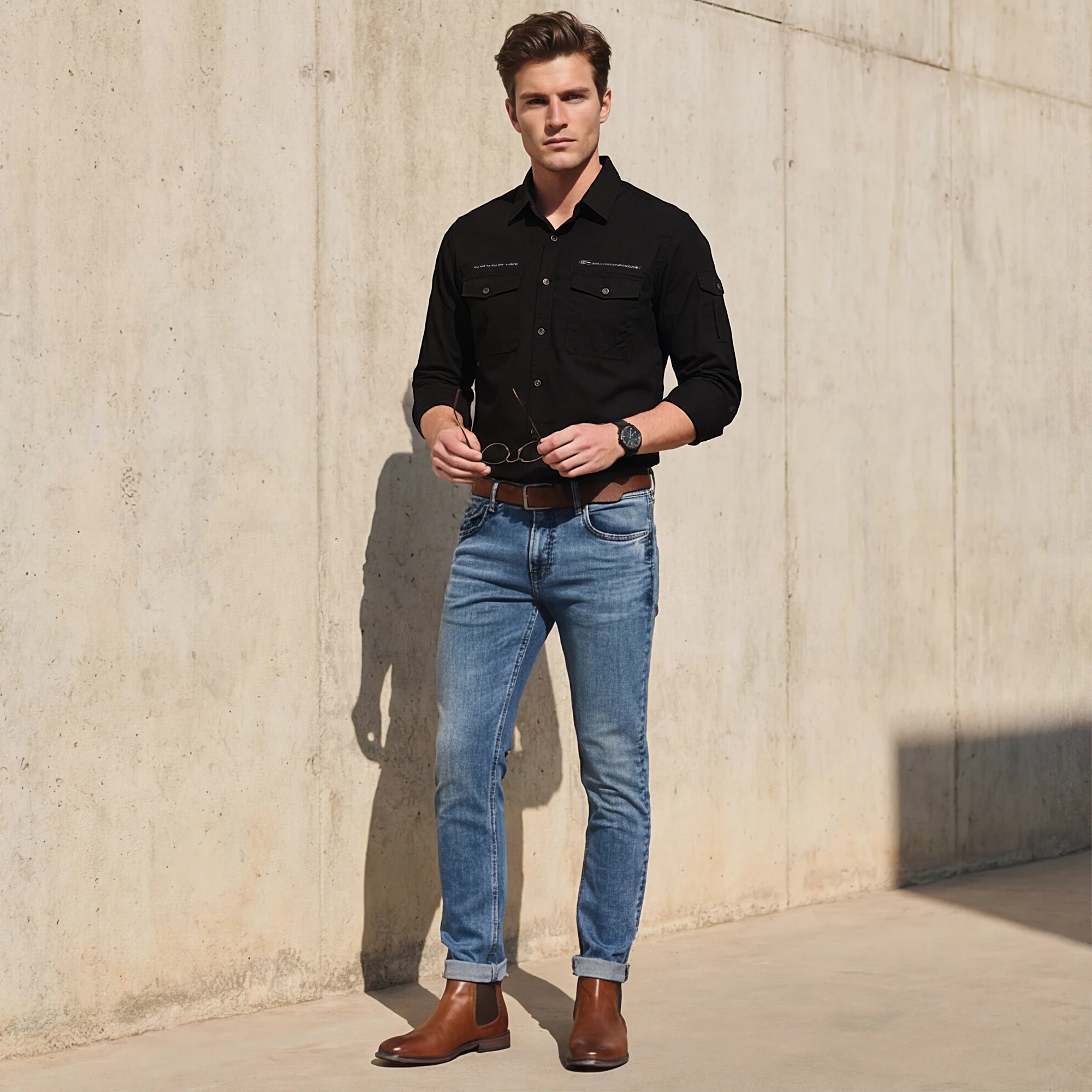 Men's Black Solid Slim Fit Shirts