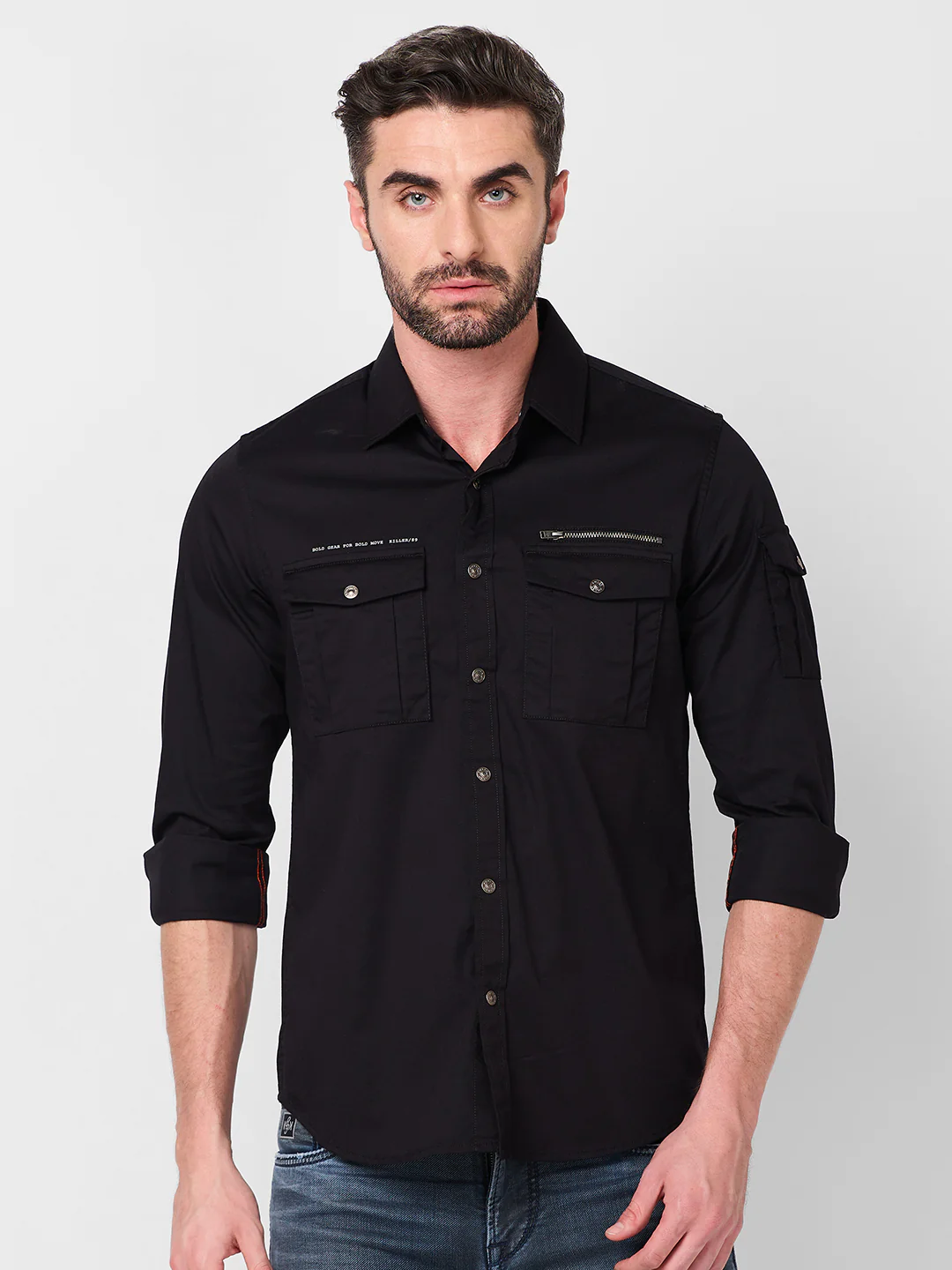 Men's Black Solid Slim Fit Shirts - Image 3