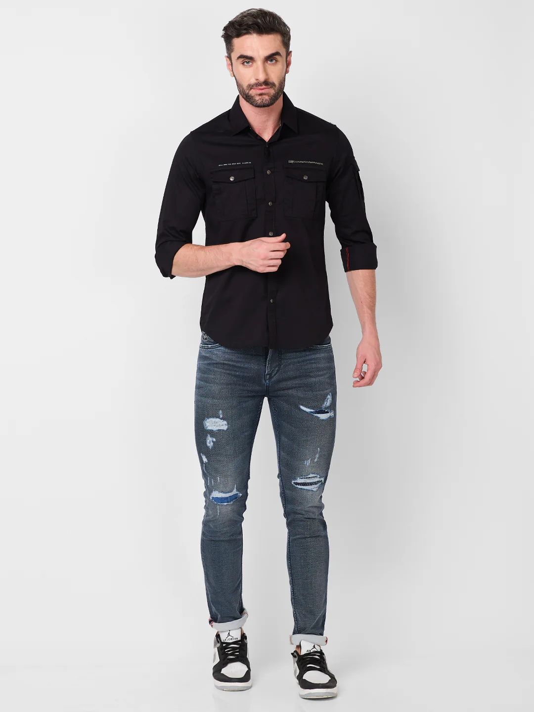 Men's Black Solid Slim Fit Shirts - Image 4