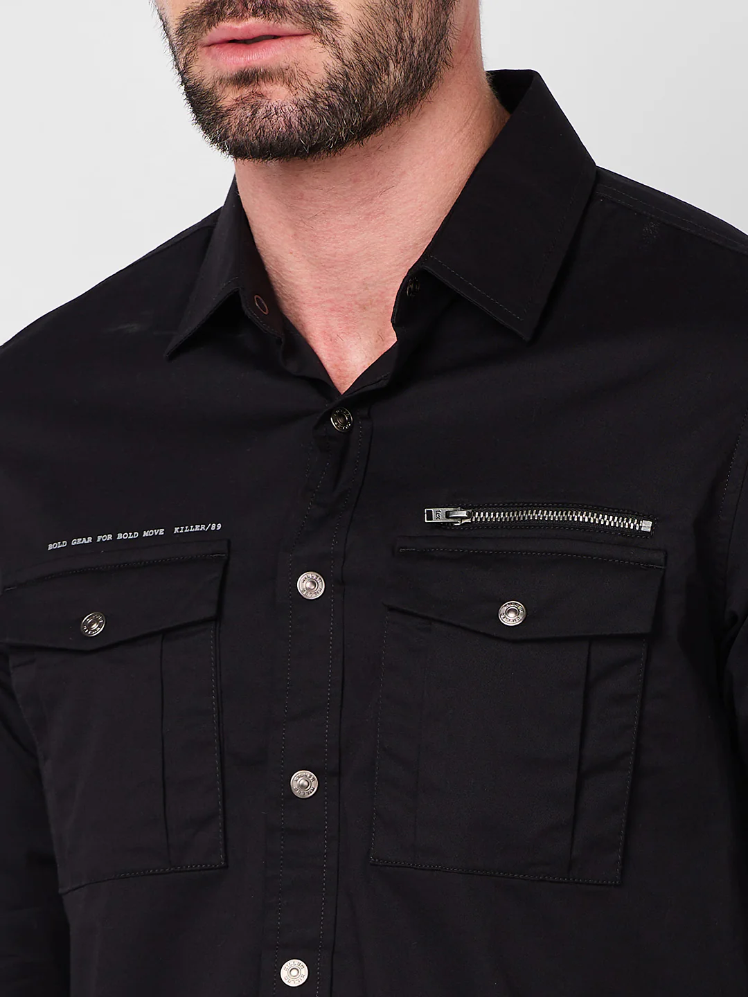 Men's Black Solid Slim Fit Shirts - Image 7