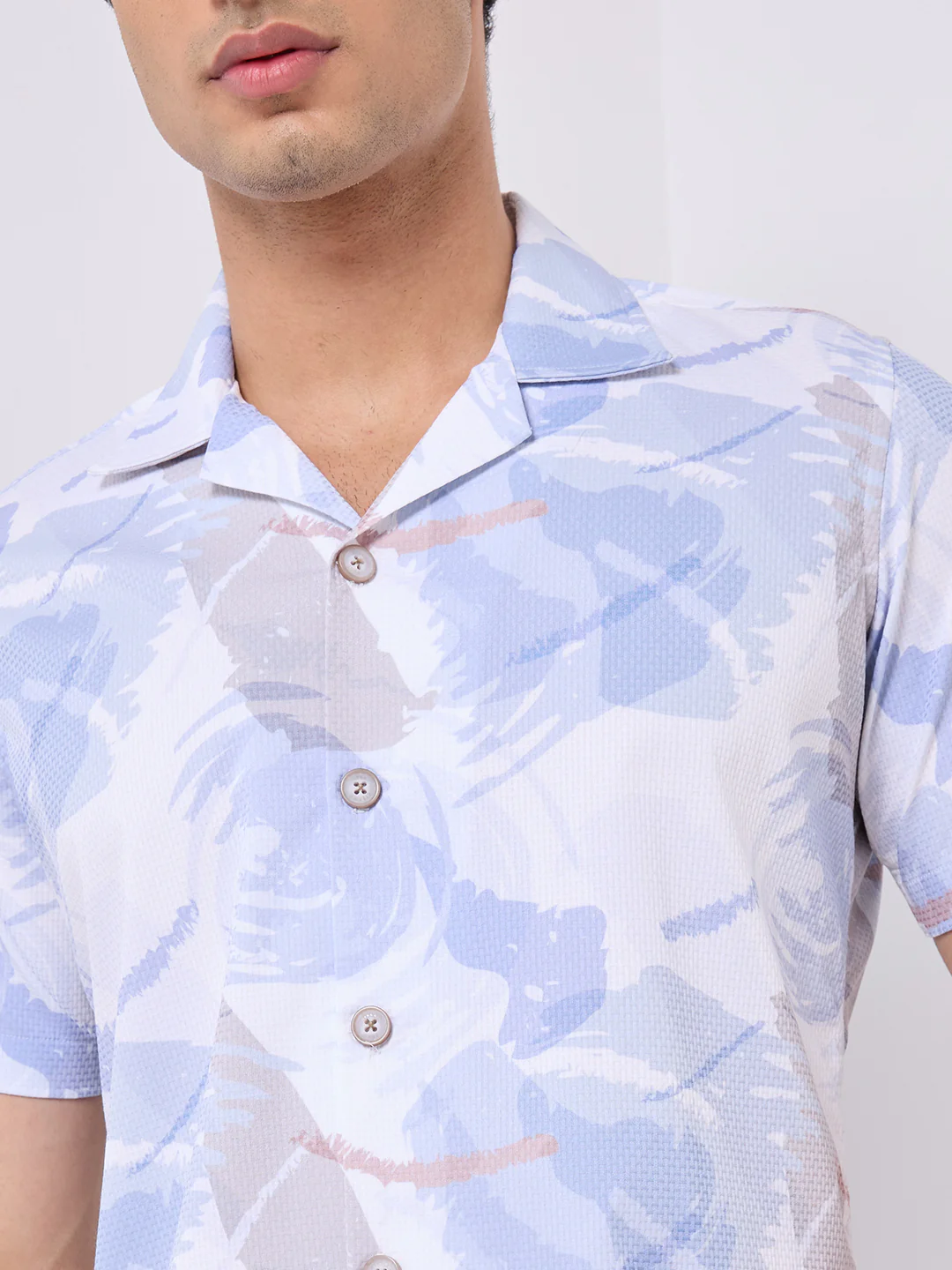 Men's Blue Printed Regular Fit Shirts - Image 7