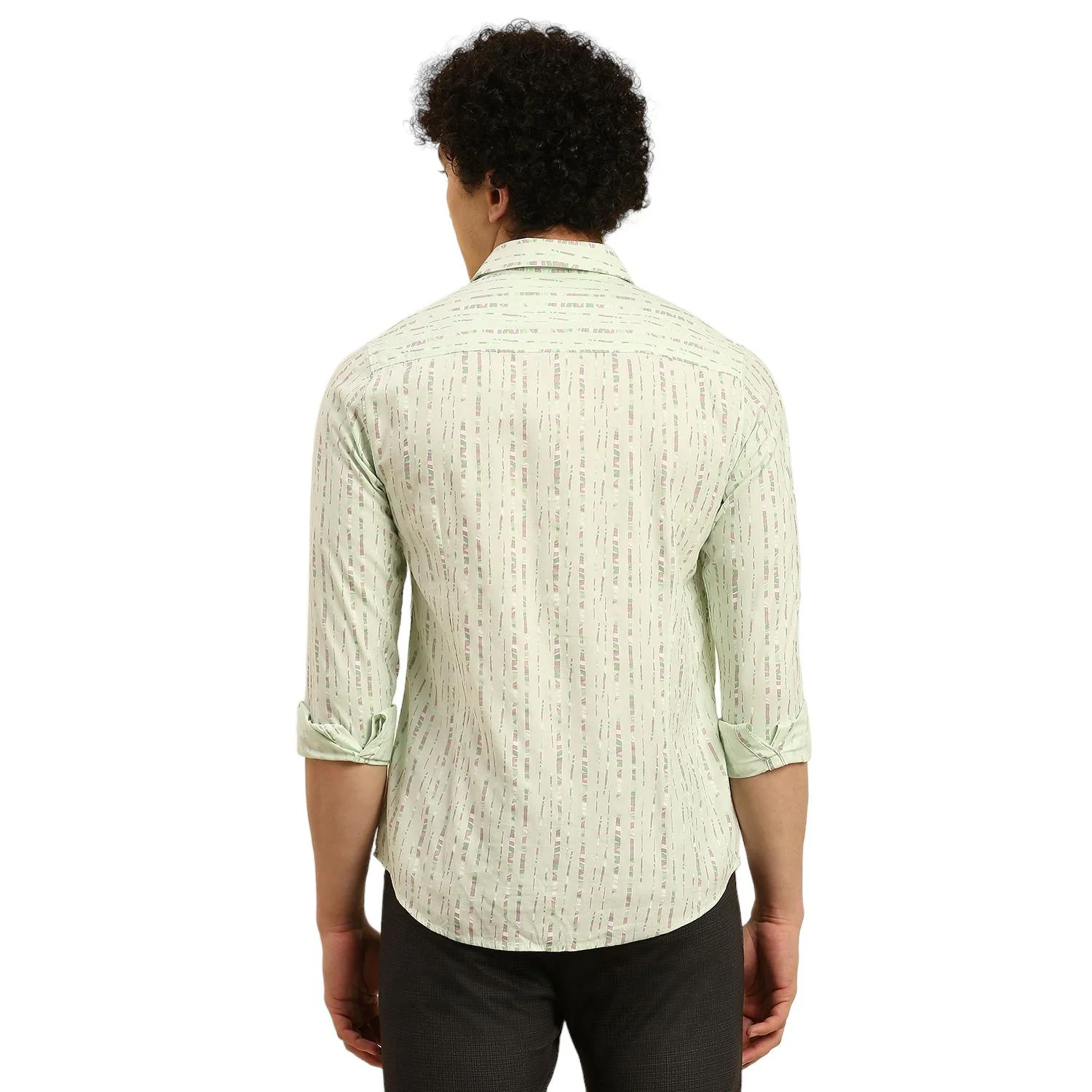 Men's Light Green Printed Slim Fit Shirts - Image 6
