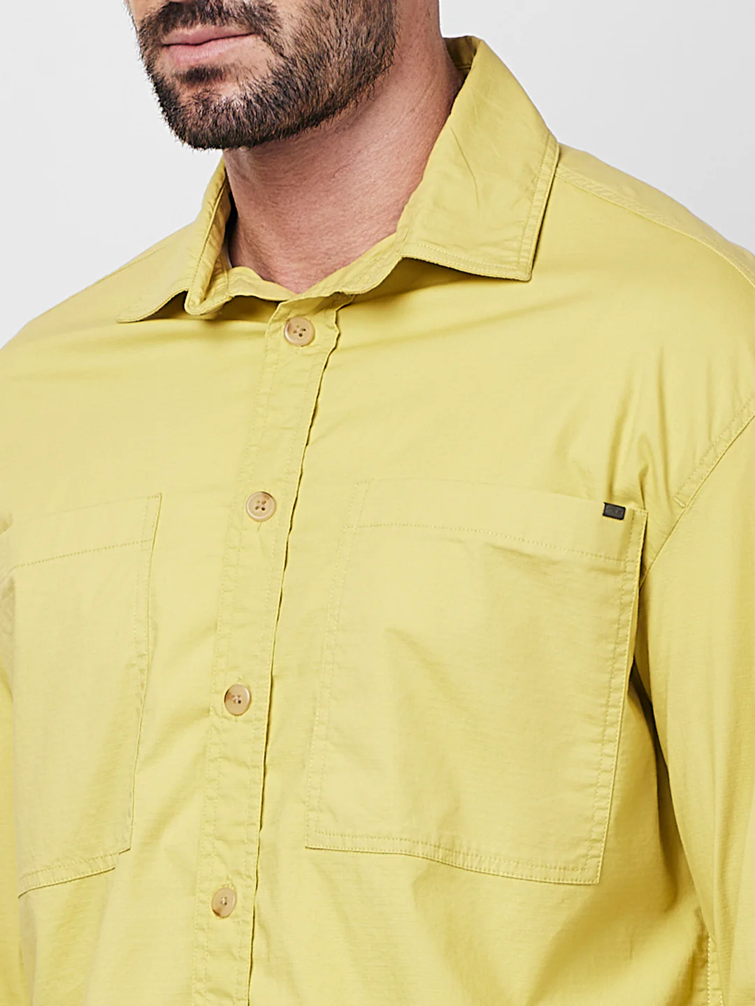 Men's Mustard Solid Loose Fit Shirts - Image 7