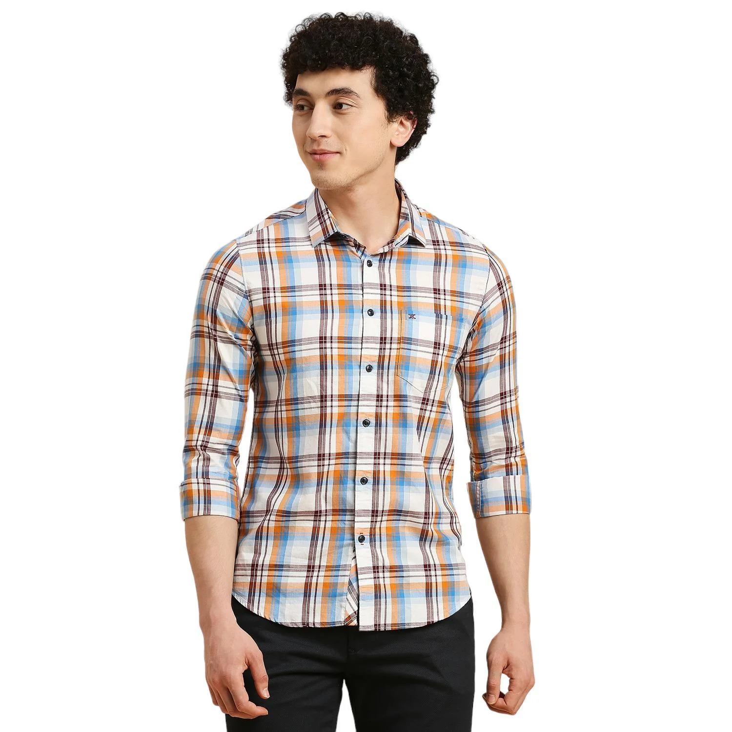 Men's White Checks Slim Fit Shirts - Image 3