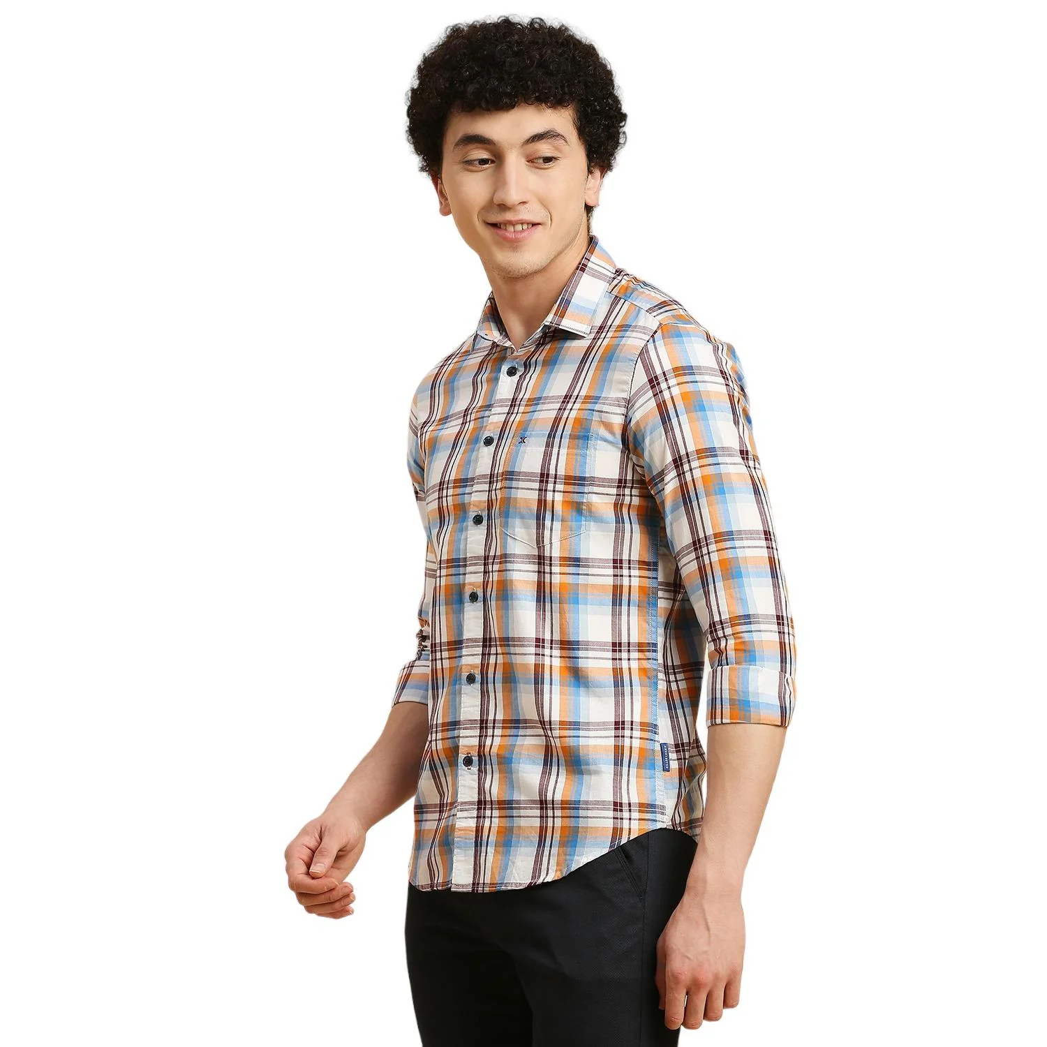 Men's White Checks Slim Fit Shirts - Image 4