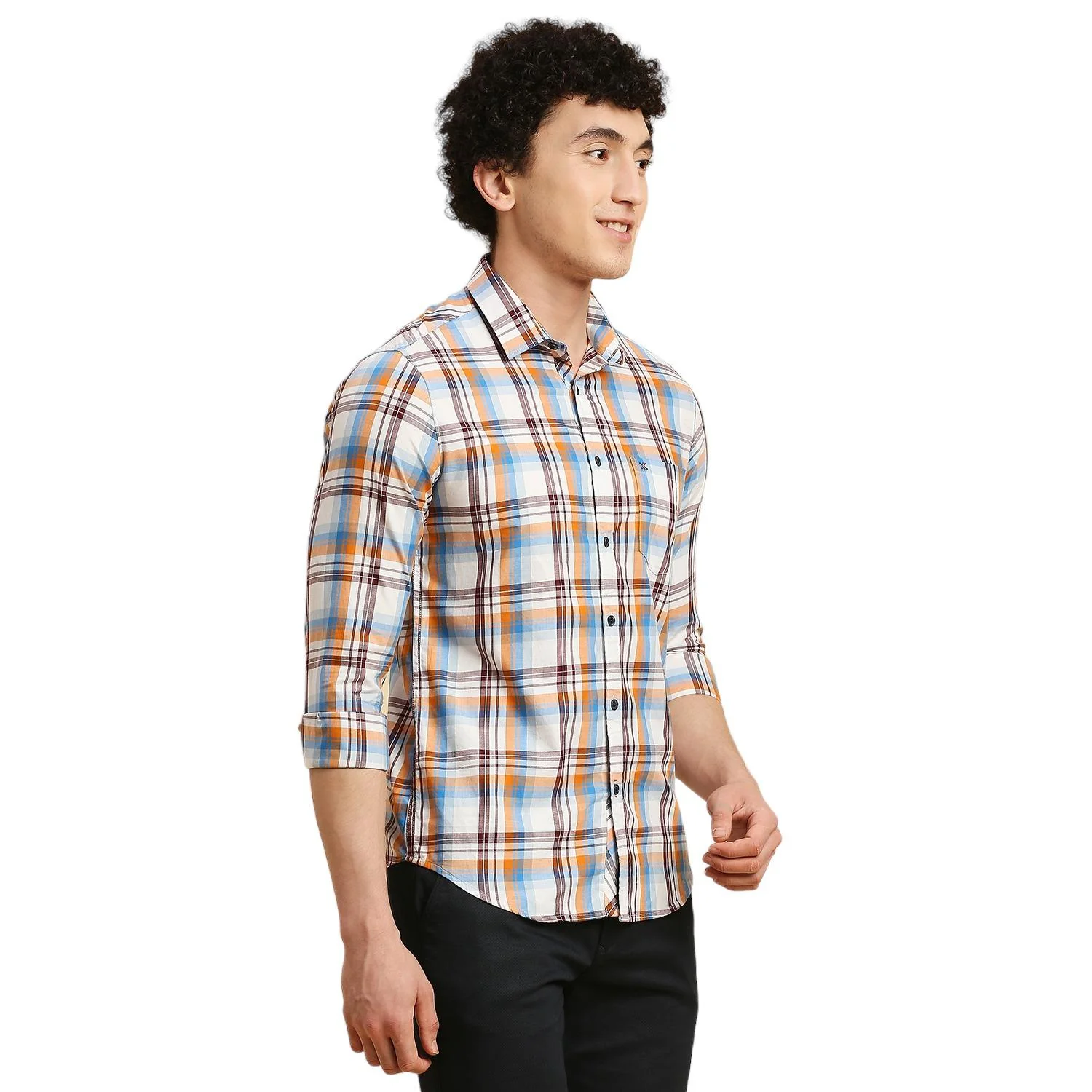 Men's White Checks Slim Fit Shirts - Image 5
