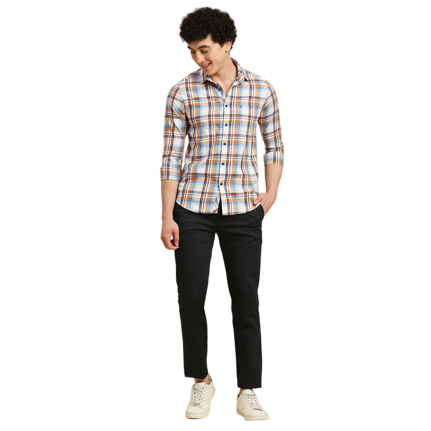 Men's White Checks Slim Fit Shirts - Image 8