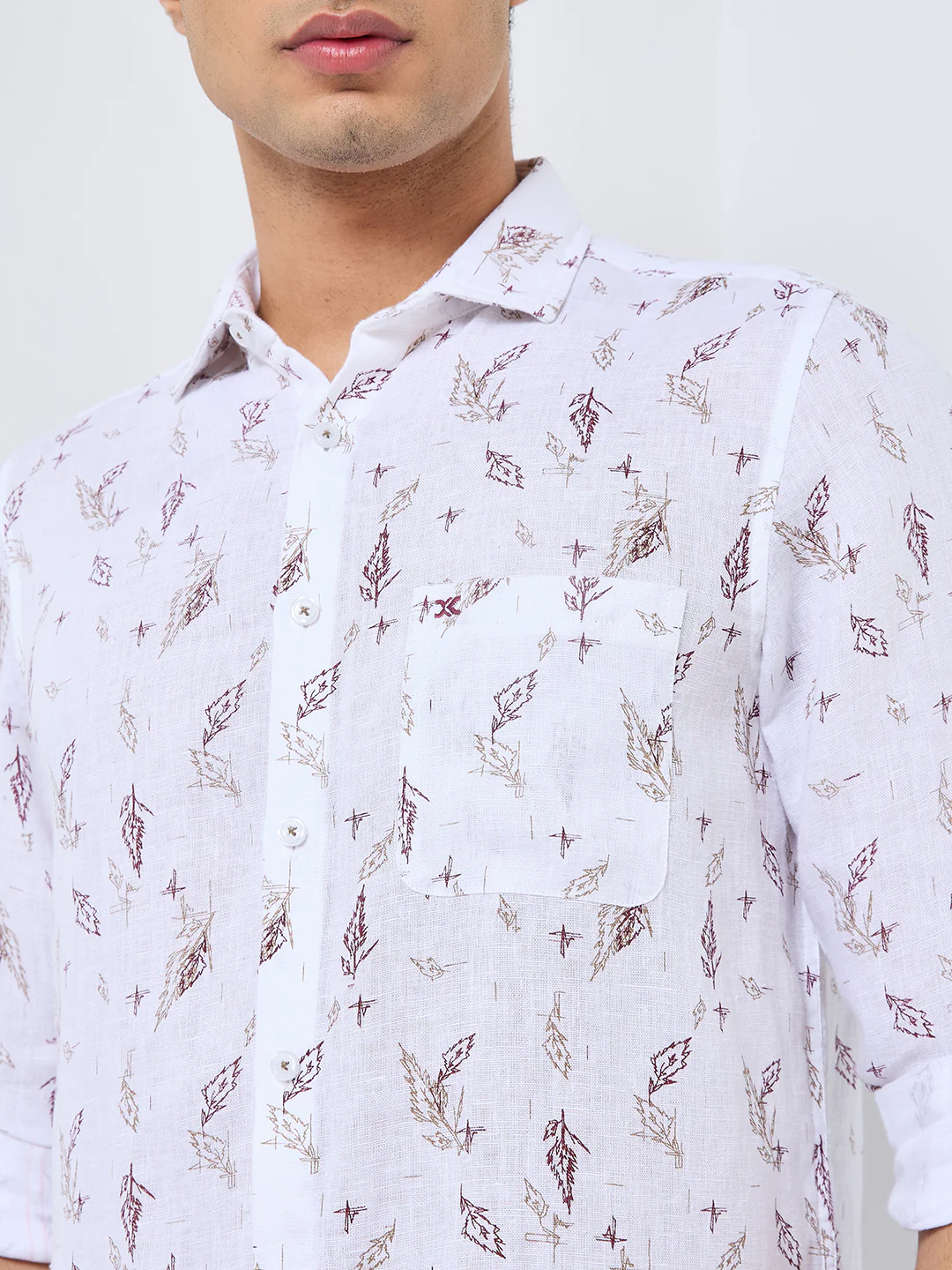 Men's White Printed Straight Fit Shirts - Image 6