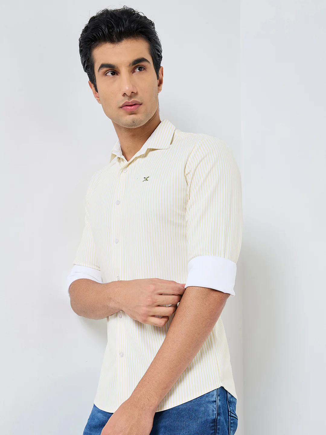 Men's Yellow Striped Slim Fit Shirts - Image 6
