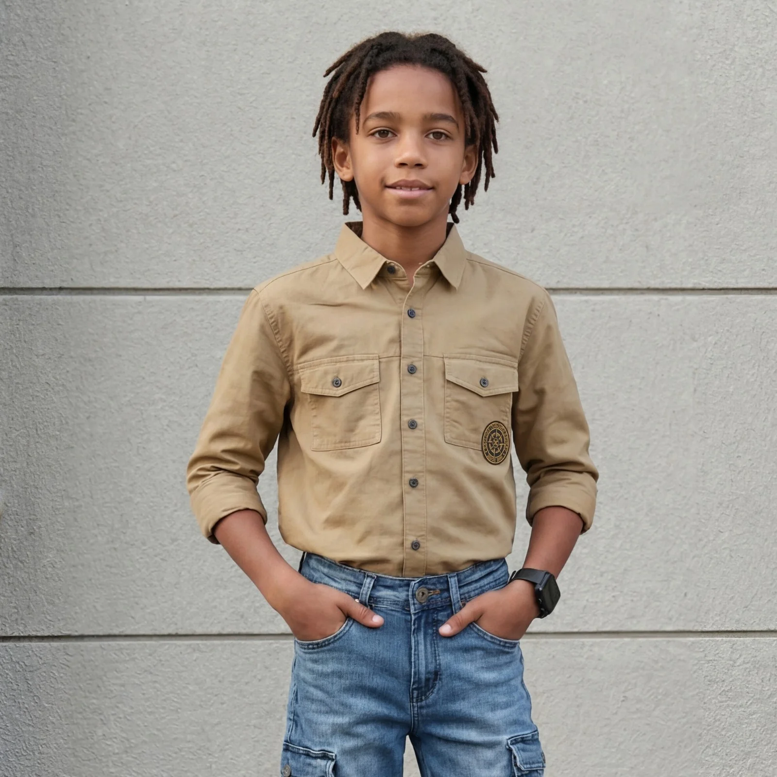 Kid's Brown Slim Fit Shirts
