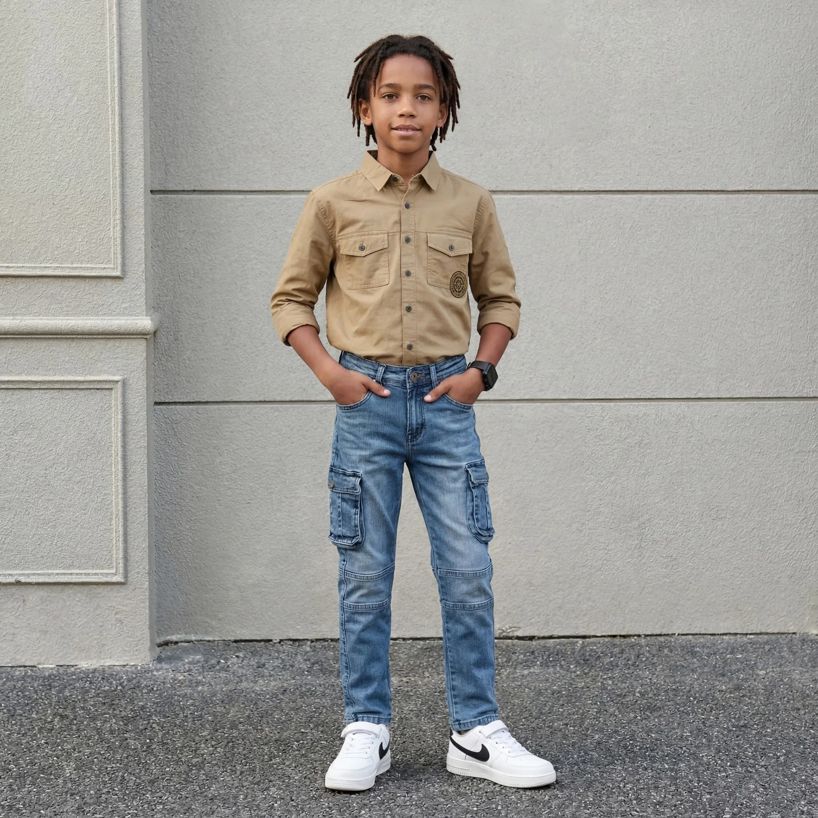 Kid's Brown Slim Fit Shirts - Image 3