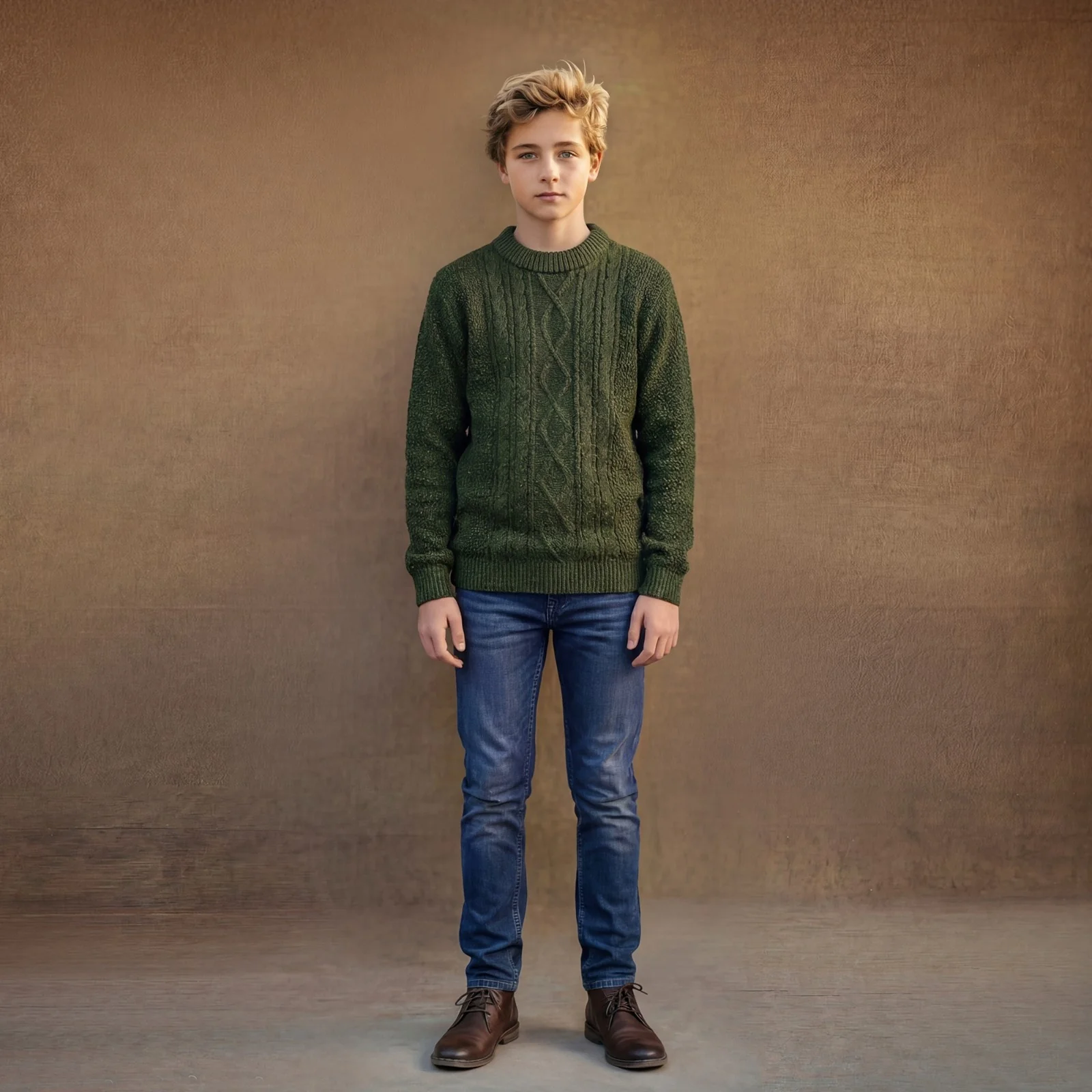 Kid's Dark Green High Neck Sweaters - Image 3