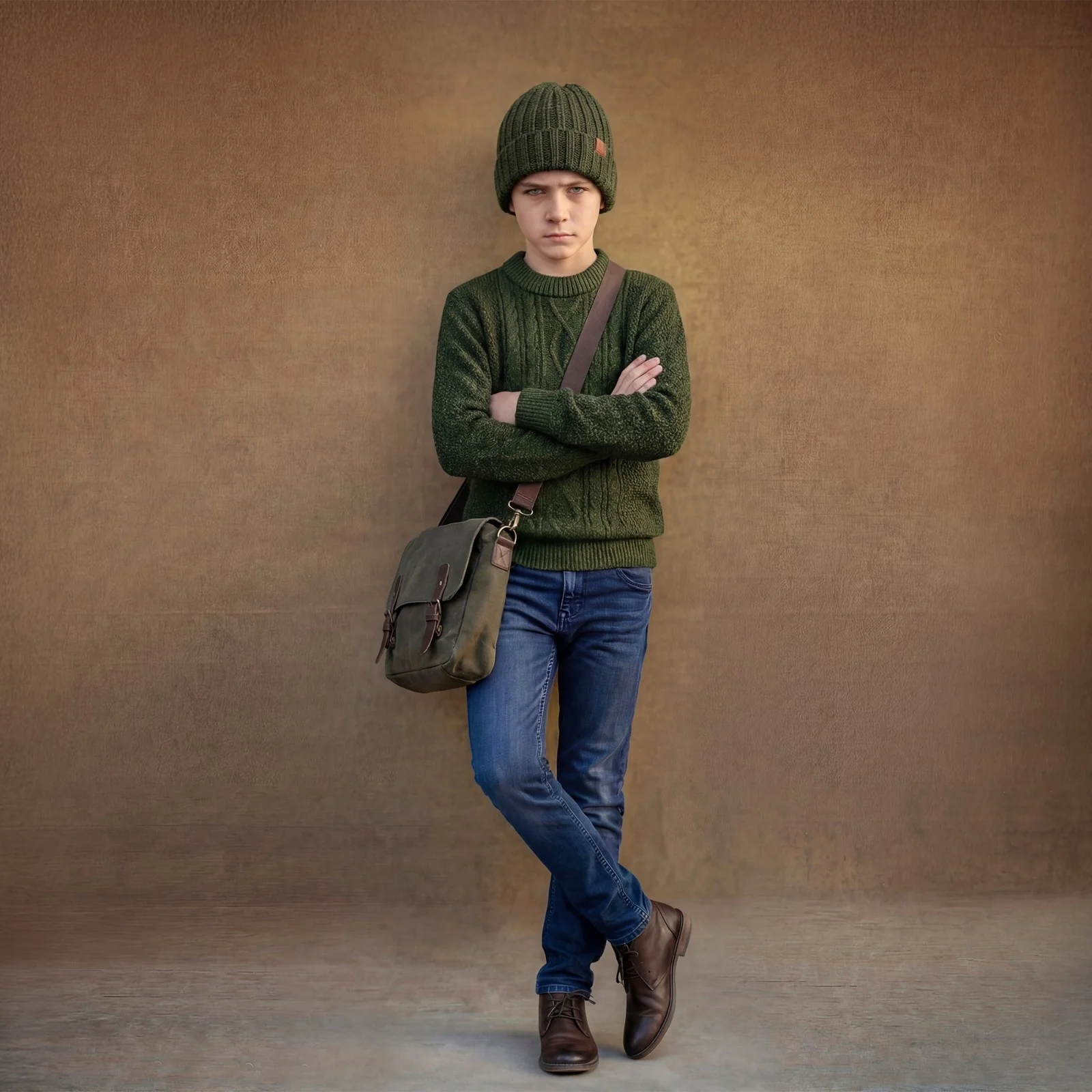Kid's Dark Green High Neck Sweaters - Image 4