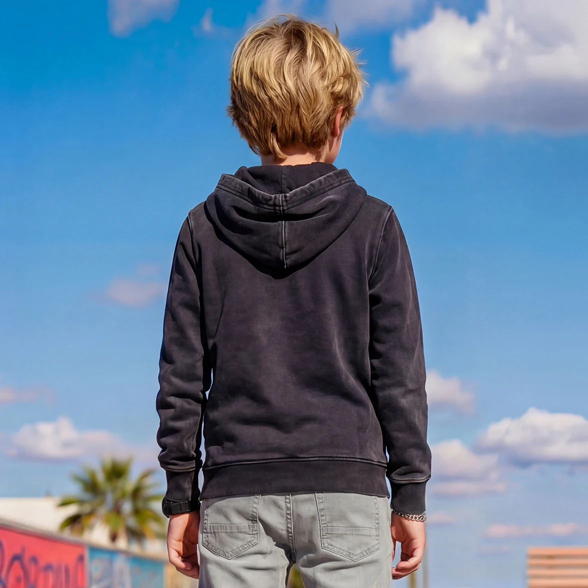Kid's Dark Grey Hooded Sweat Shirts - Image 2