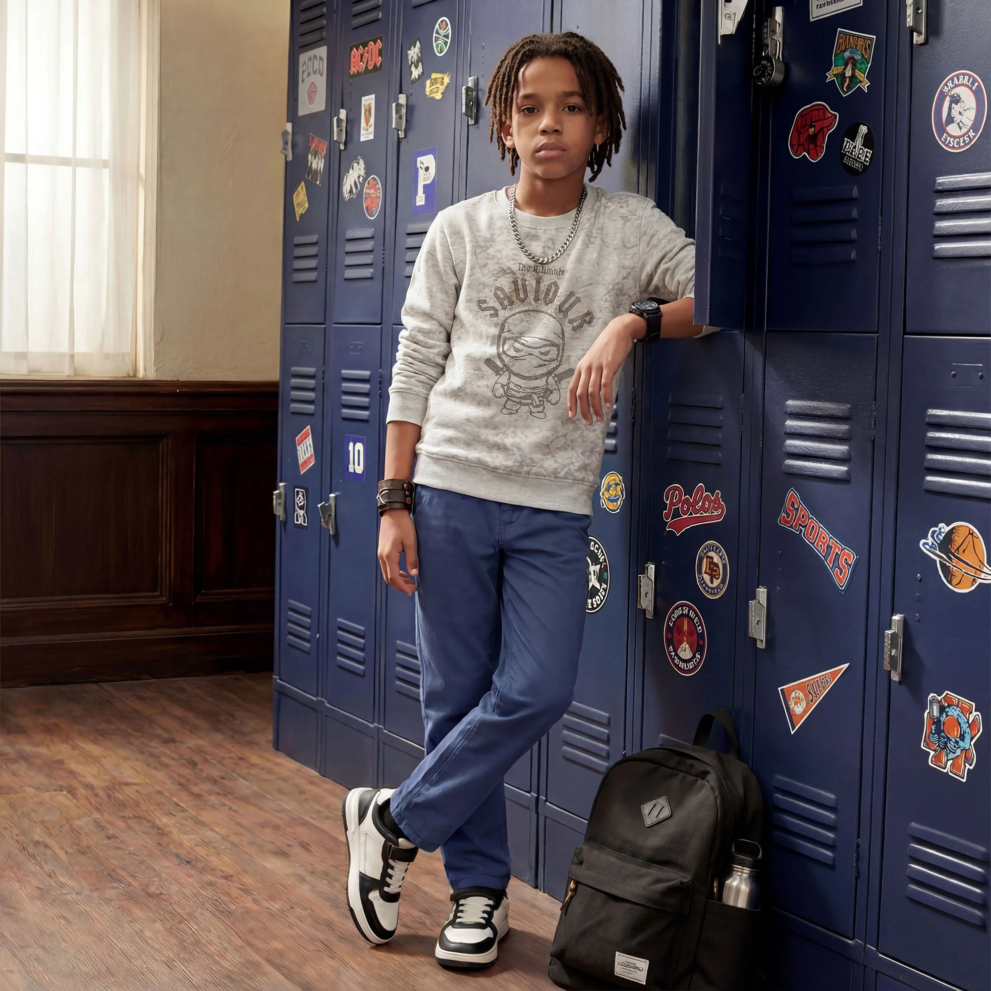 Kid's Grey Melange Sweat Shirts - Image 3