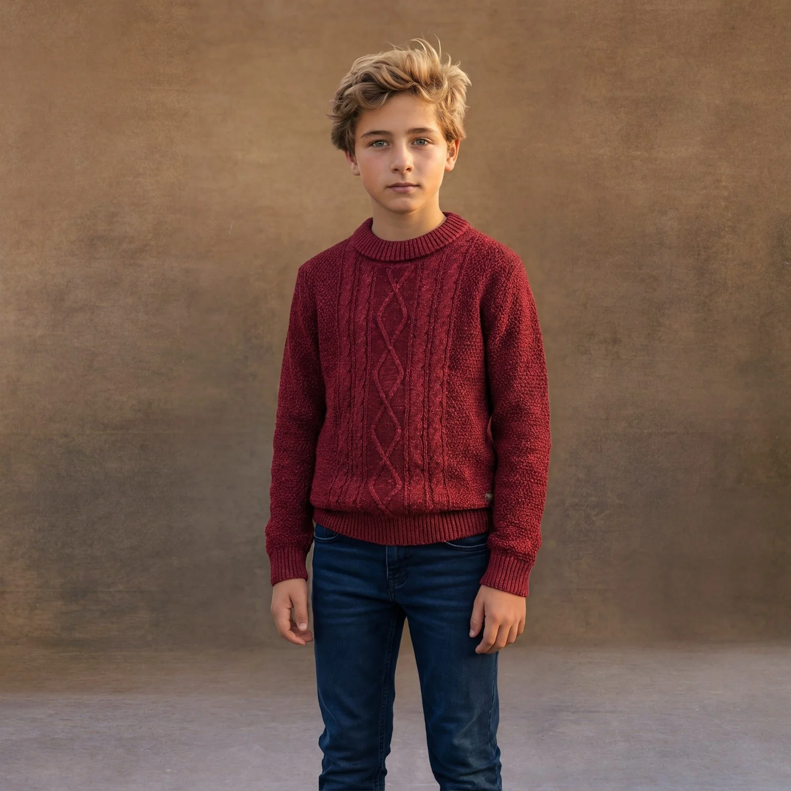 Kid's Maroon High Neck Sweaters - Image 3