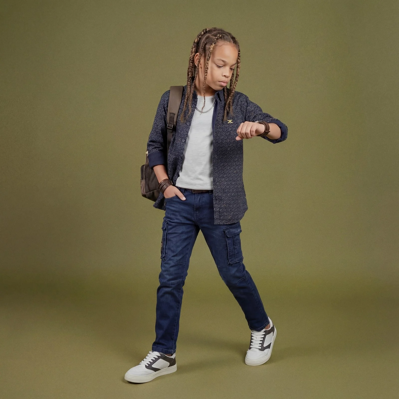 Kid's Navy Regular Fit Shirts - Image 3