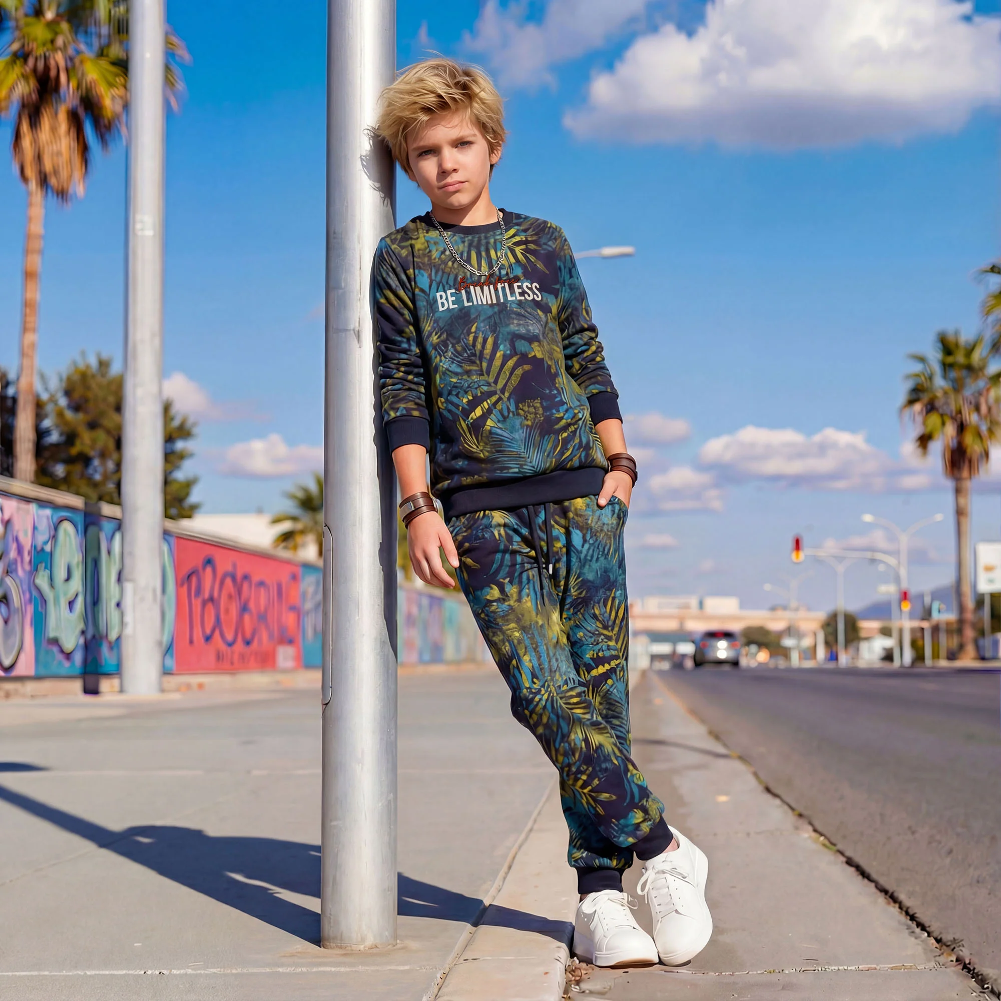Kid's Navy Printed Sweat Shirts - Image 3