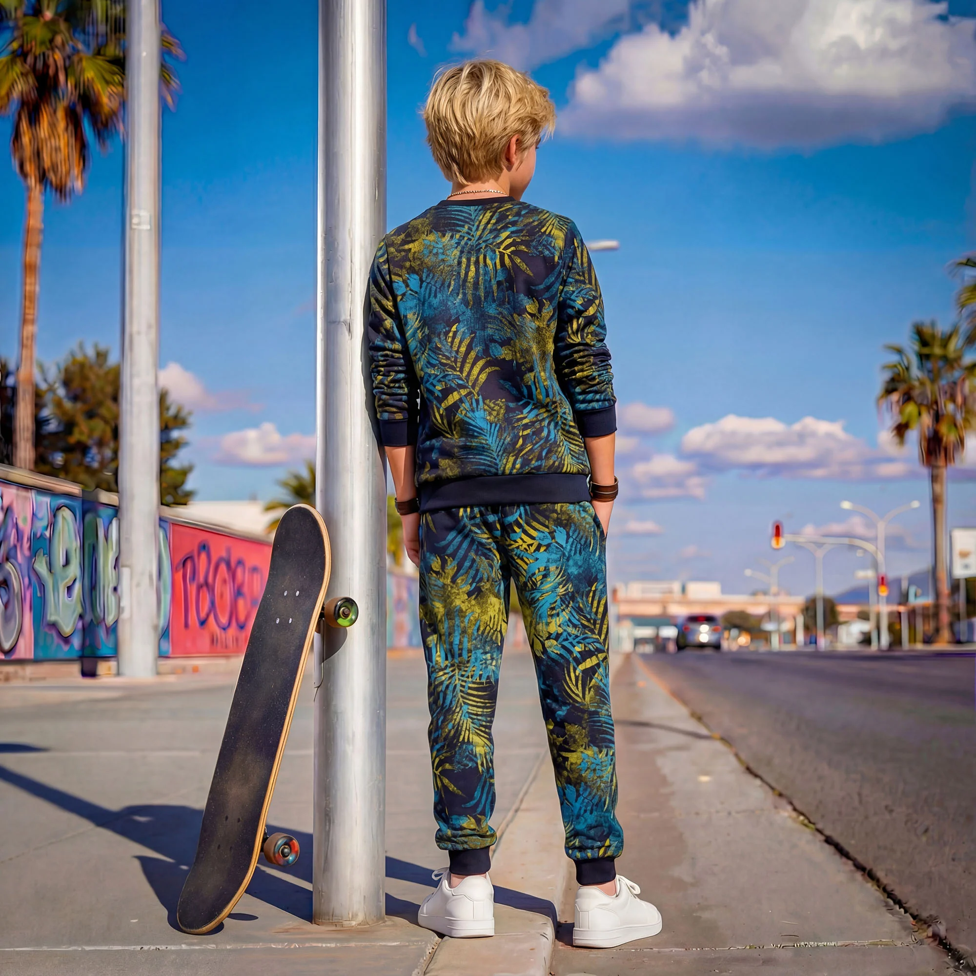 Kid's Navy Printed Sweat Shirts - Image 4