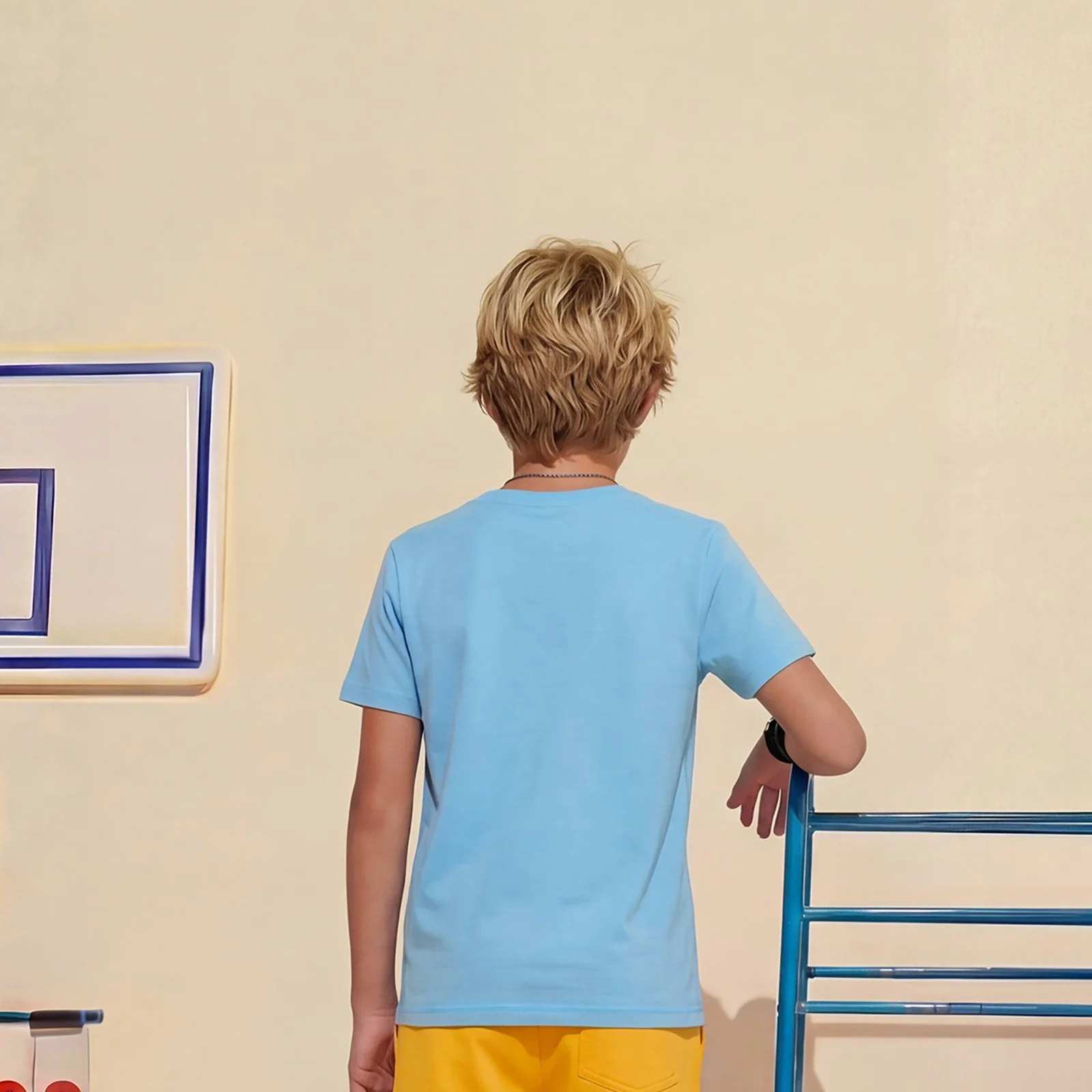Kid's Orange/Sky Slim Fit Printed T-Shirts - Image 2