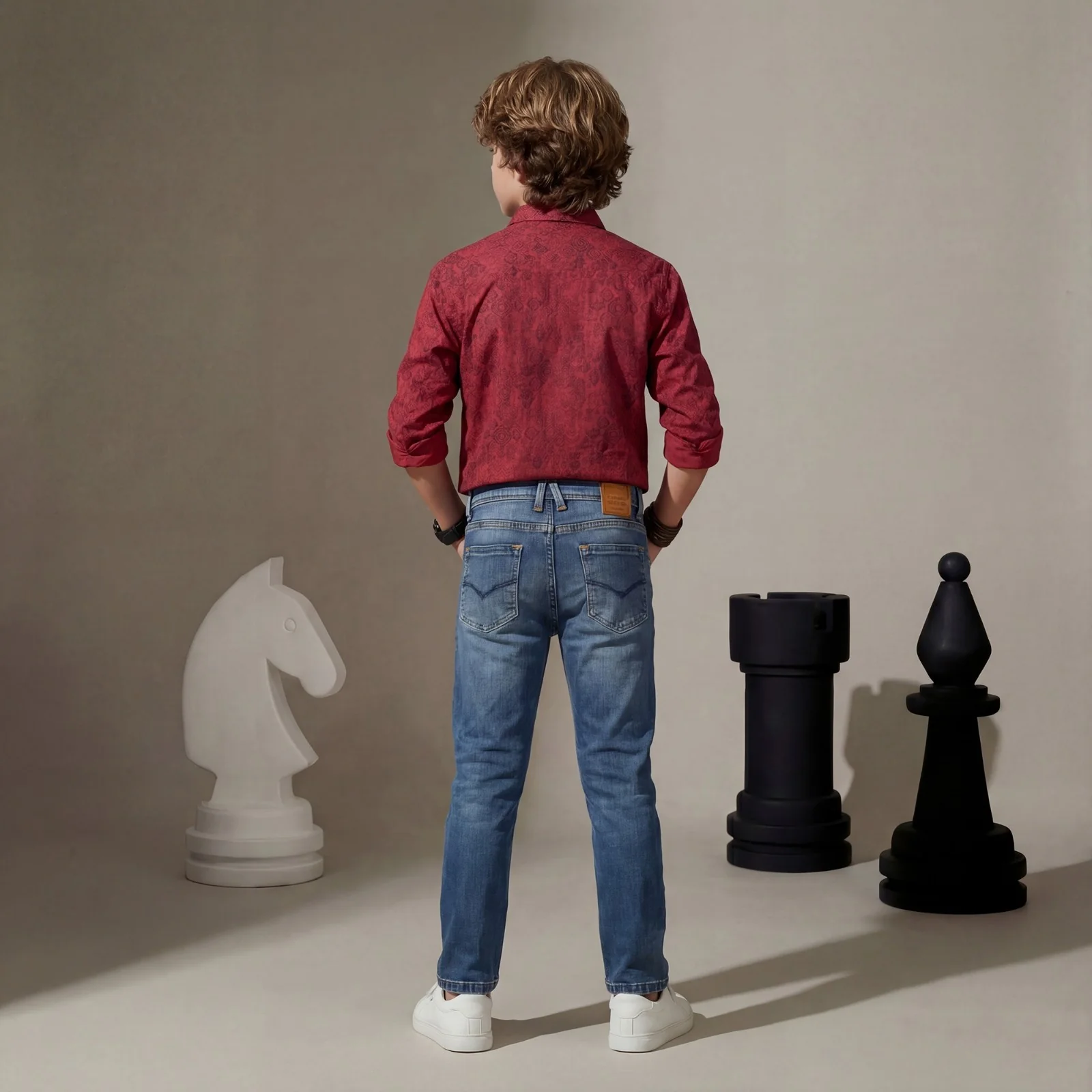 Kid's Red Regular Fit Shirts - Image 4