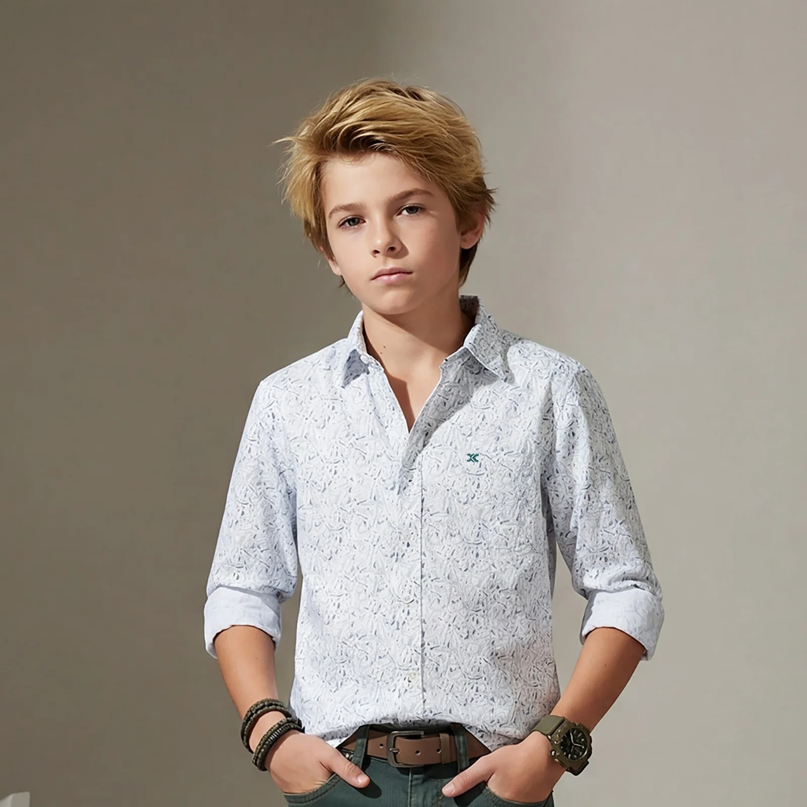 Kid's White Regular Fit Shirts